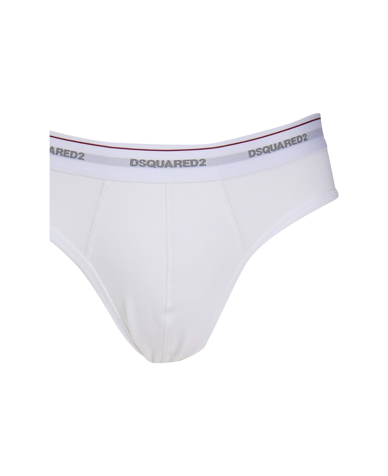 Dsquared2 Three Underwear Briefs In Stretch Cotton - White