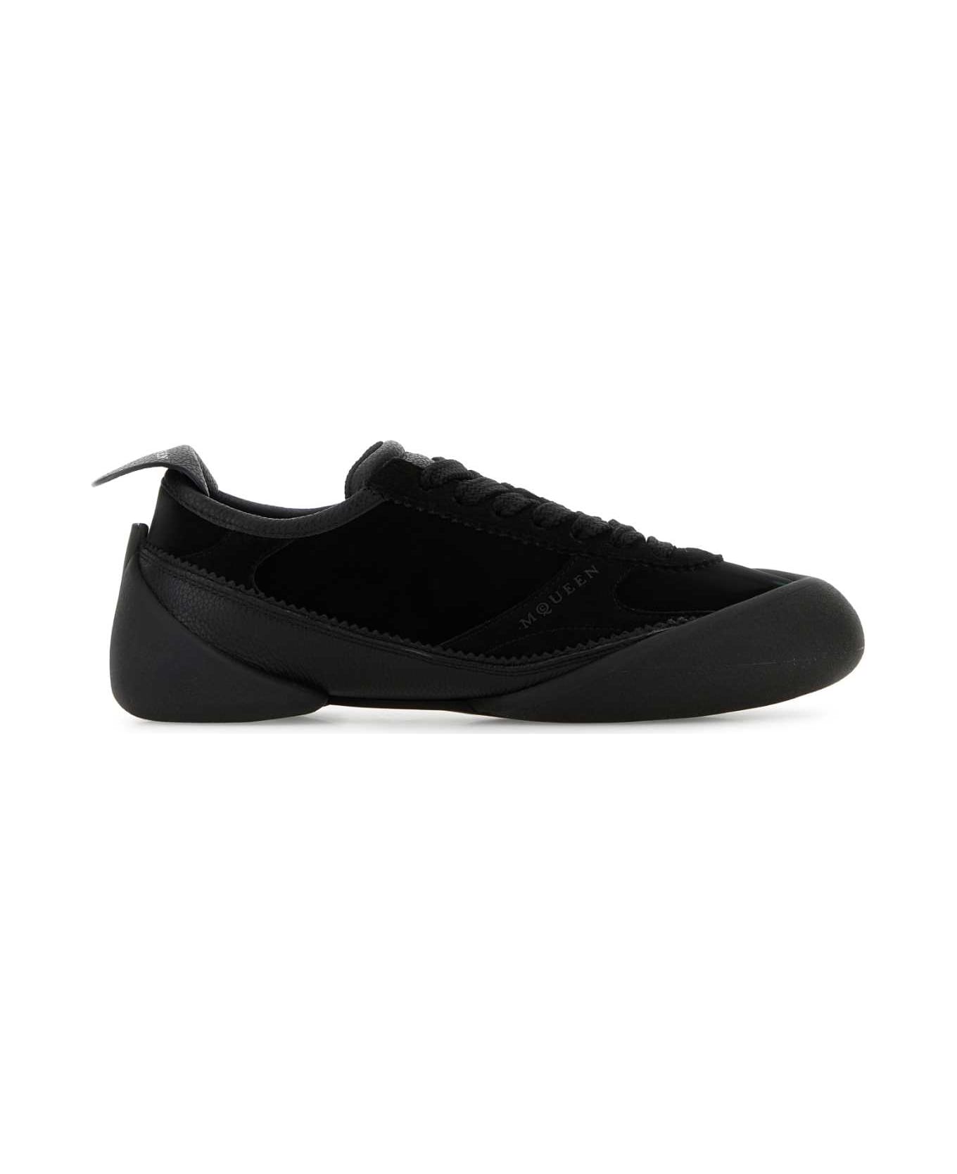 Alexander McQueen Black Canvas And Suede Sneakers - BLACKBLACKBLACK
