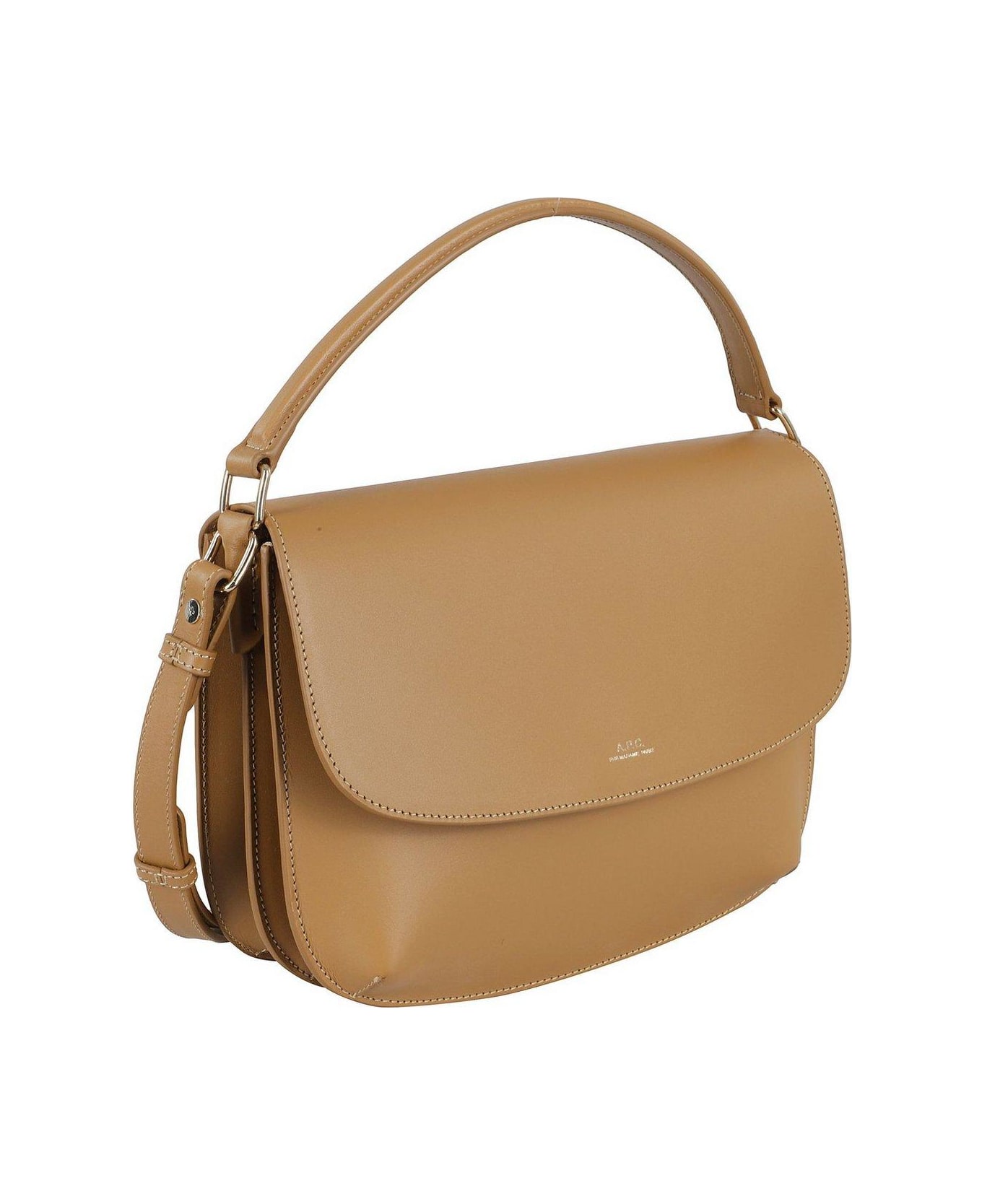 A.P.C. Logo Printed Foldover Top Shoulder Bag - Brown