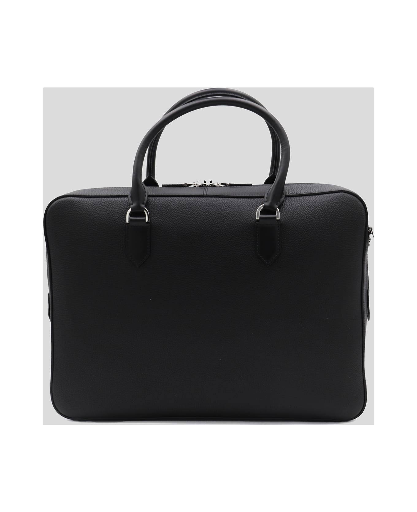 Tom Ford Black Leather Top Handle Bag - BLACK