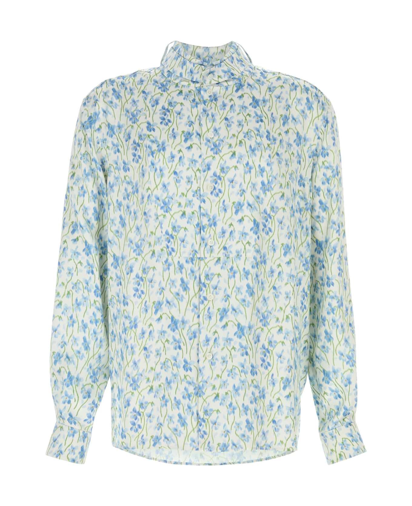 Loewe Printed Satin Shirt - WHITEBLUE