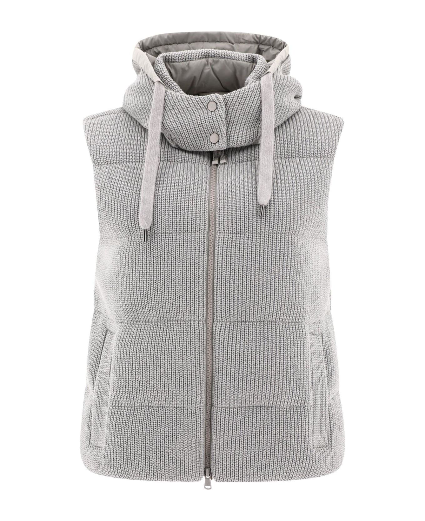 Brunello Cucinelli Sleeveless Quilted Gilet - GREY ベスト