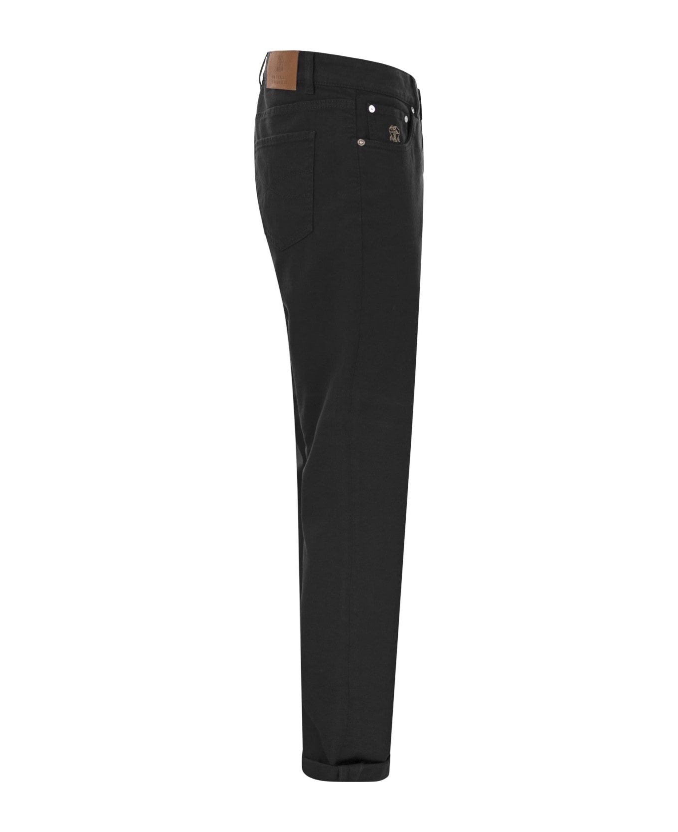 Brunello Cucinelli Five-pocket Traditional Fit Trousers In Light Comfort-dyed Denim - Black