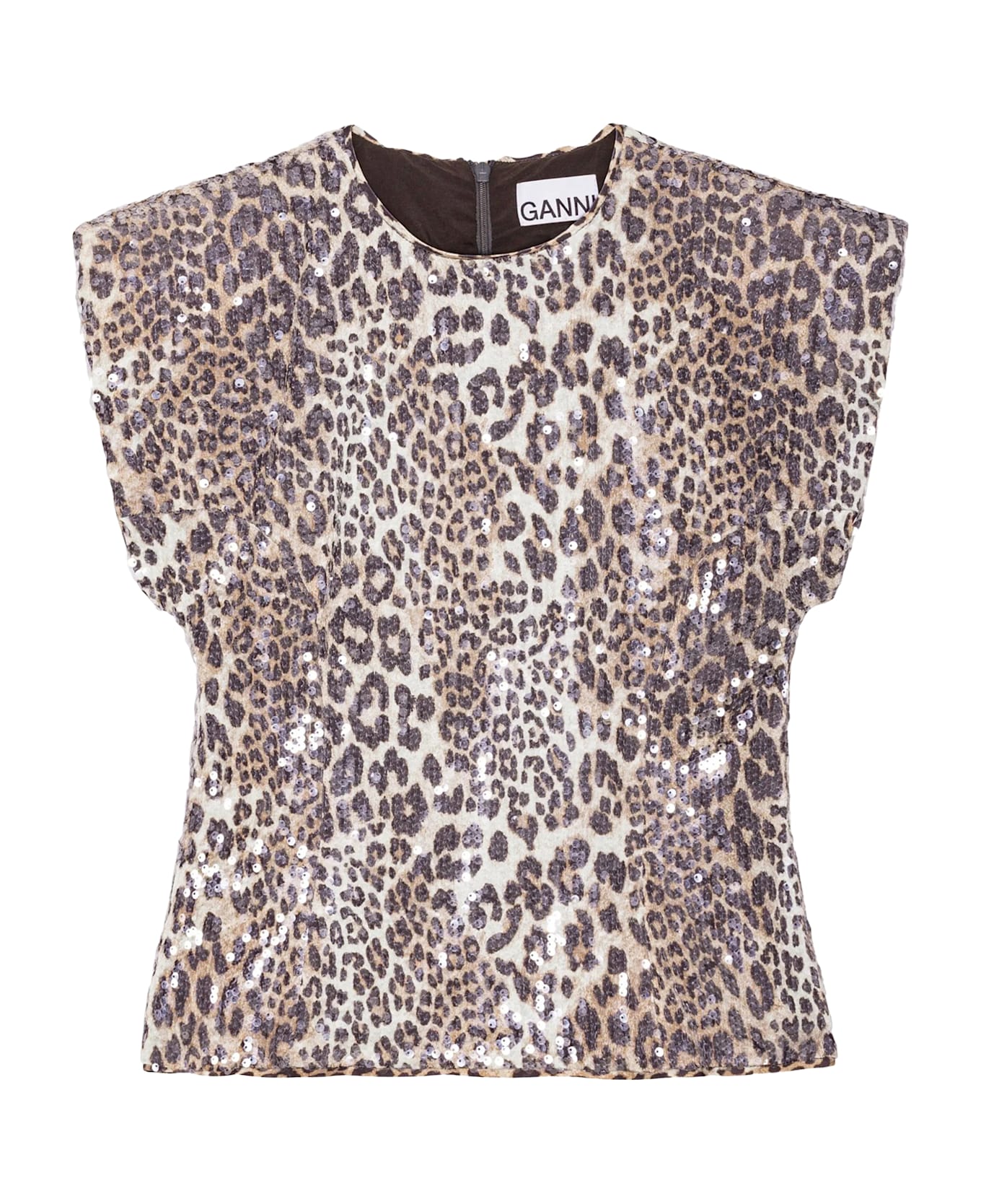 Ganni Leopard Blouse With Sequins - MultiColour