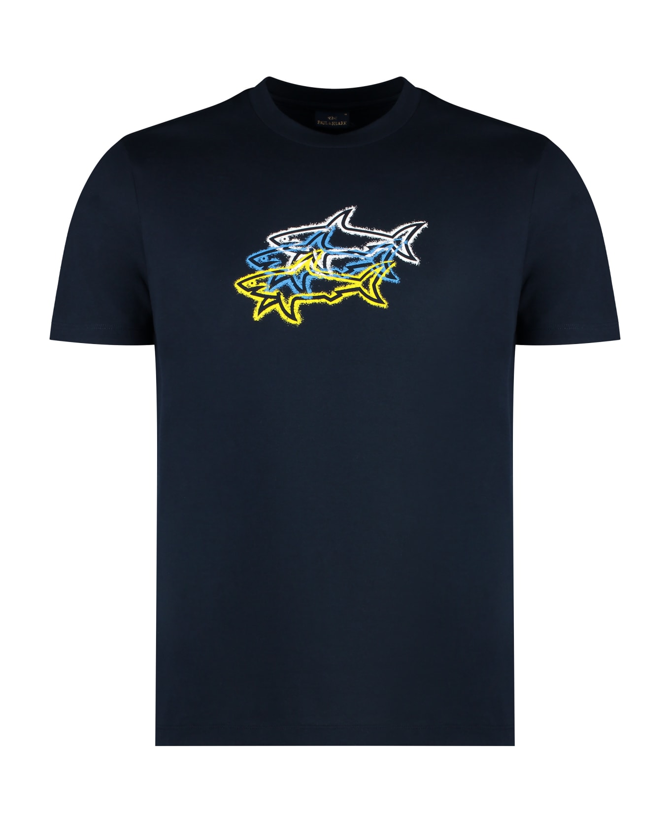 Paul&Shark Logo Cotton T-shirt - blue シャツ