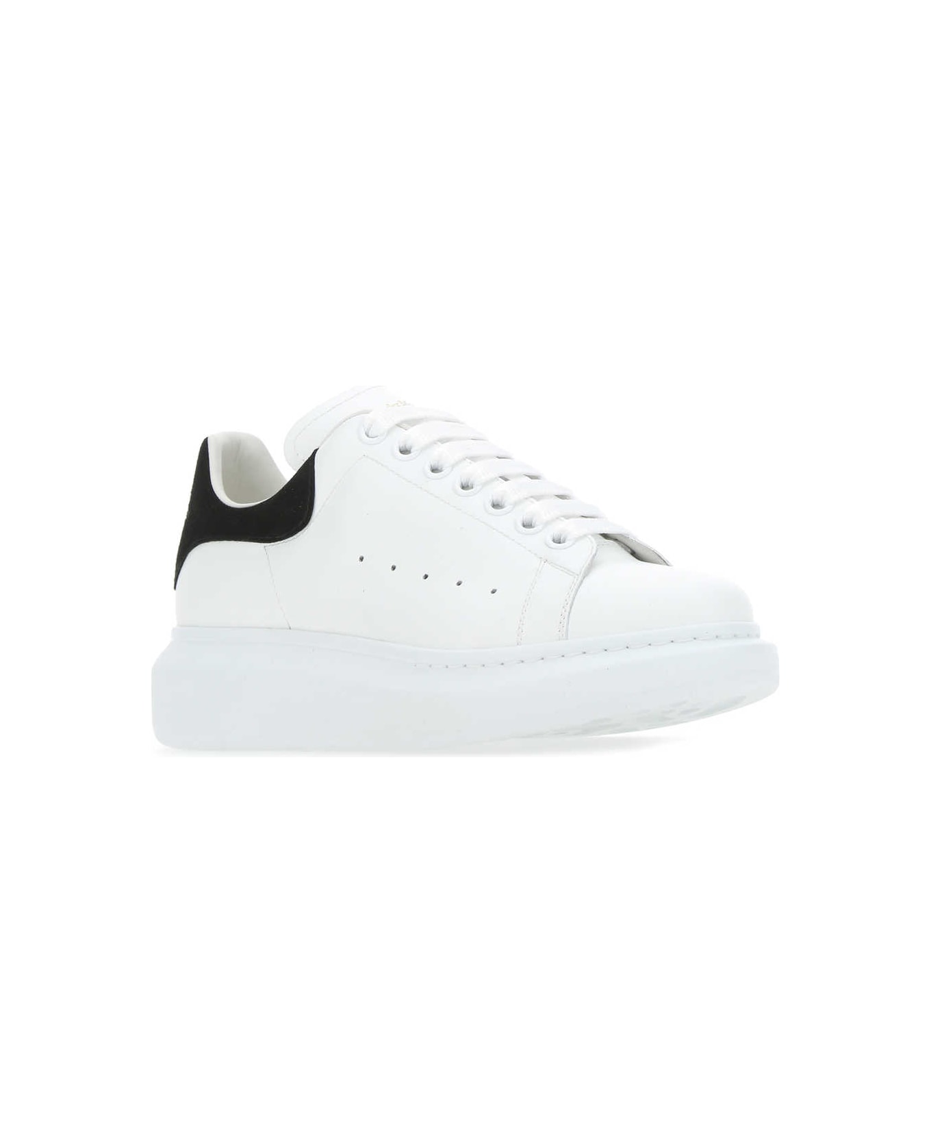 Alexander McQueen White Leather Sneakers With Black Suede Heel - 9061