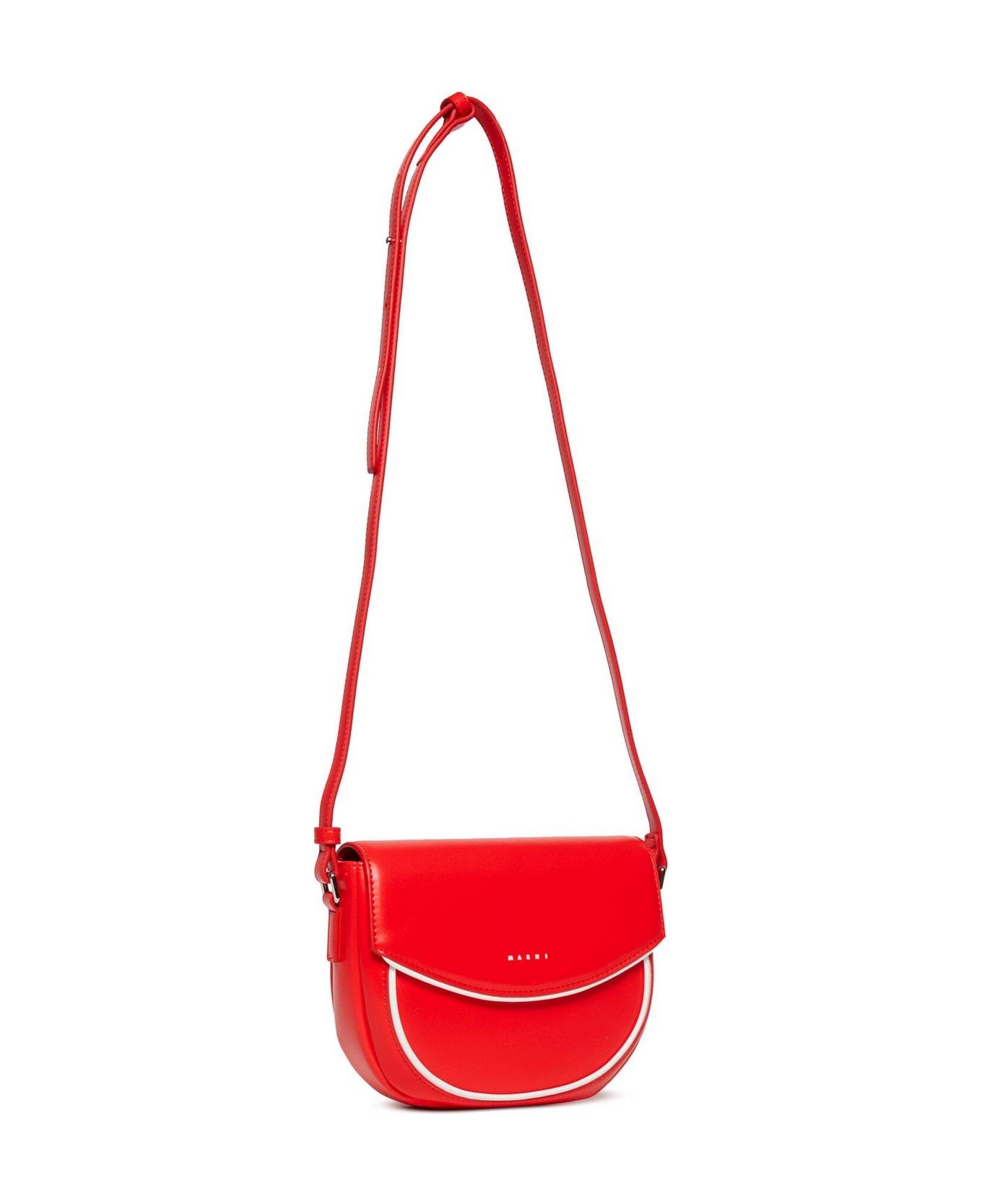 Marni Logo Printed Smile Crossbody Bag - Red