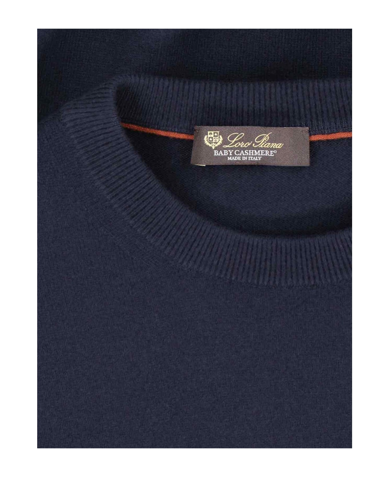 Loro Piana Cashmere Crew Neck Sweater - Blue navy