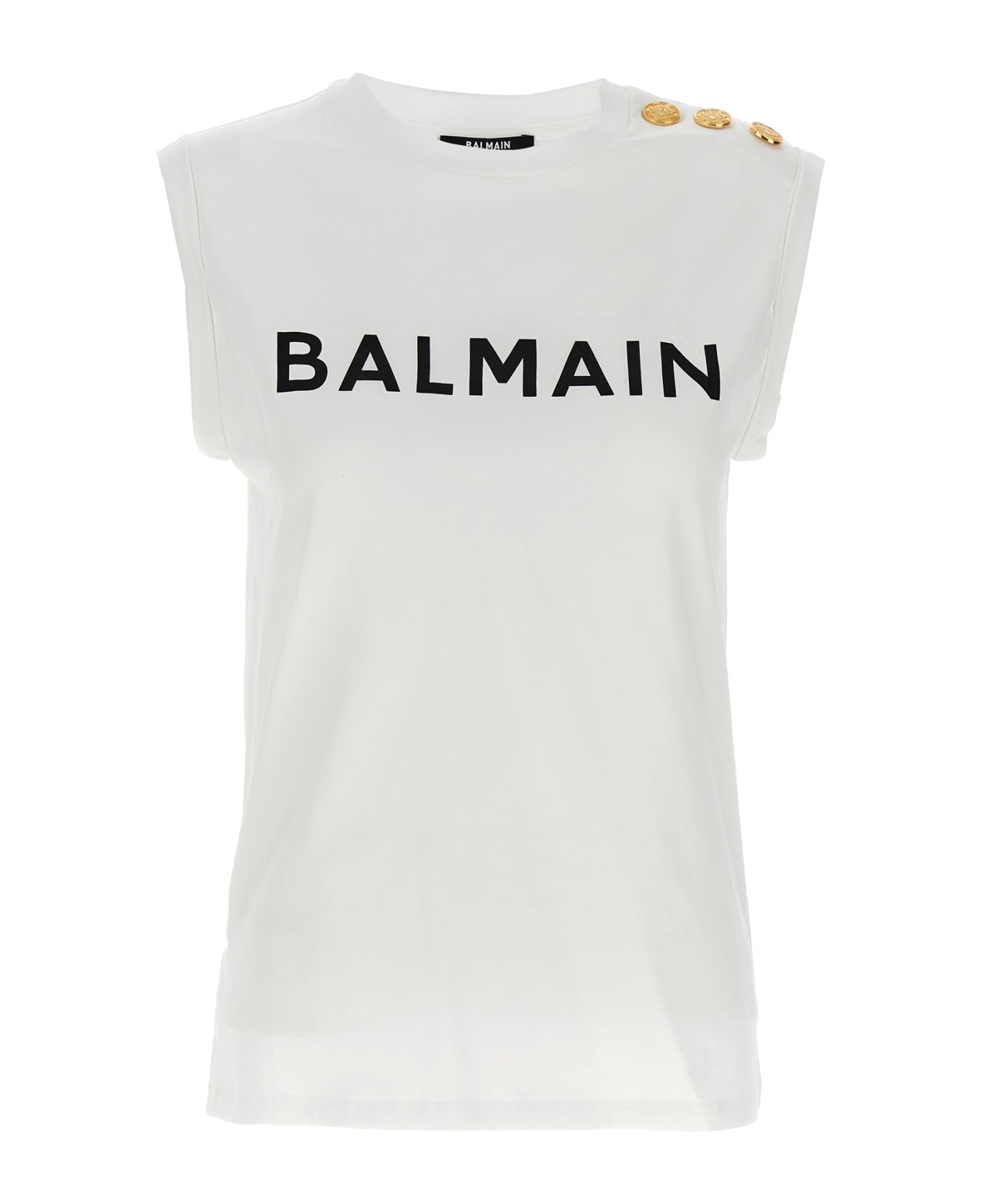 Balmain Logo Print Top - White/Black