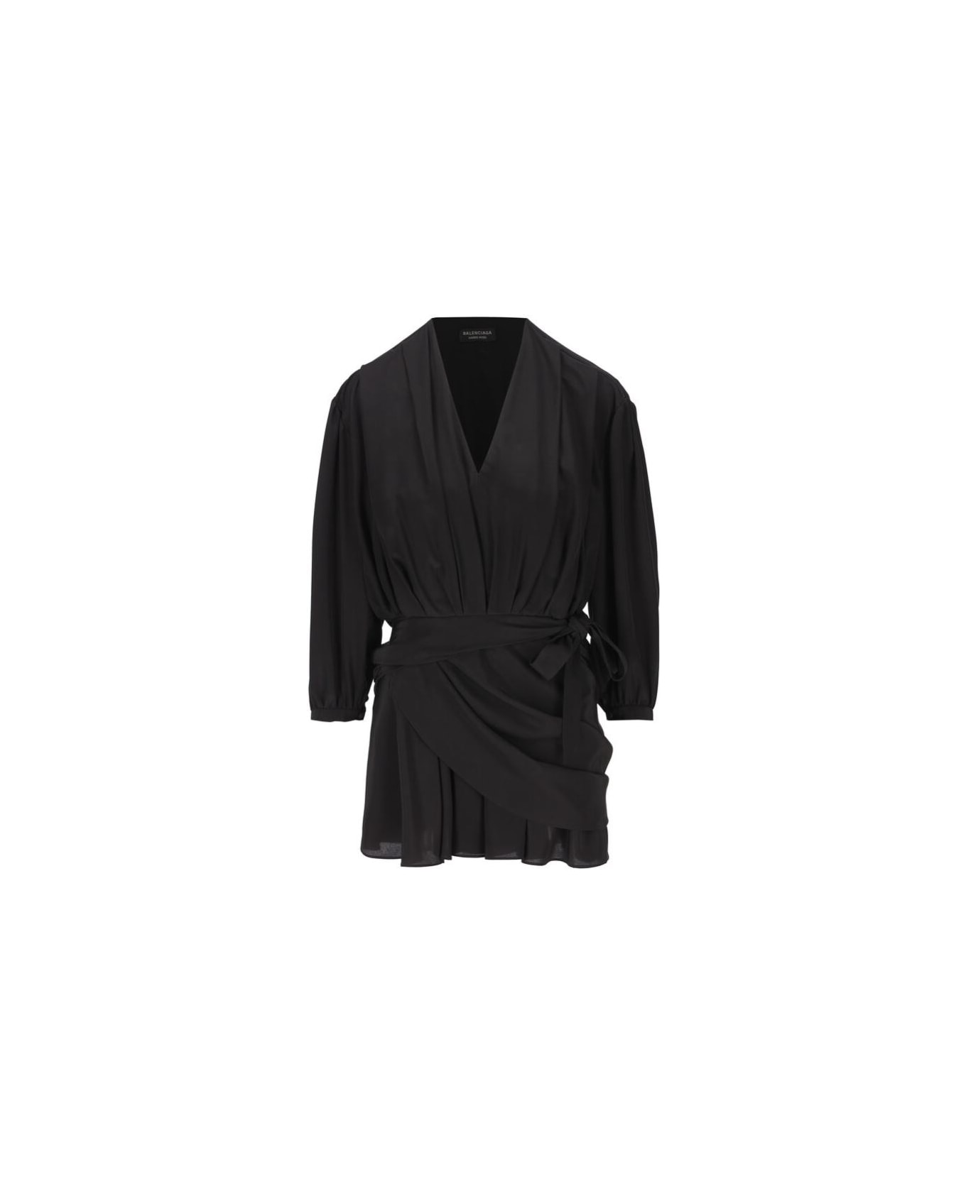Balenciaga Draped Silk Dress - Black