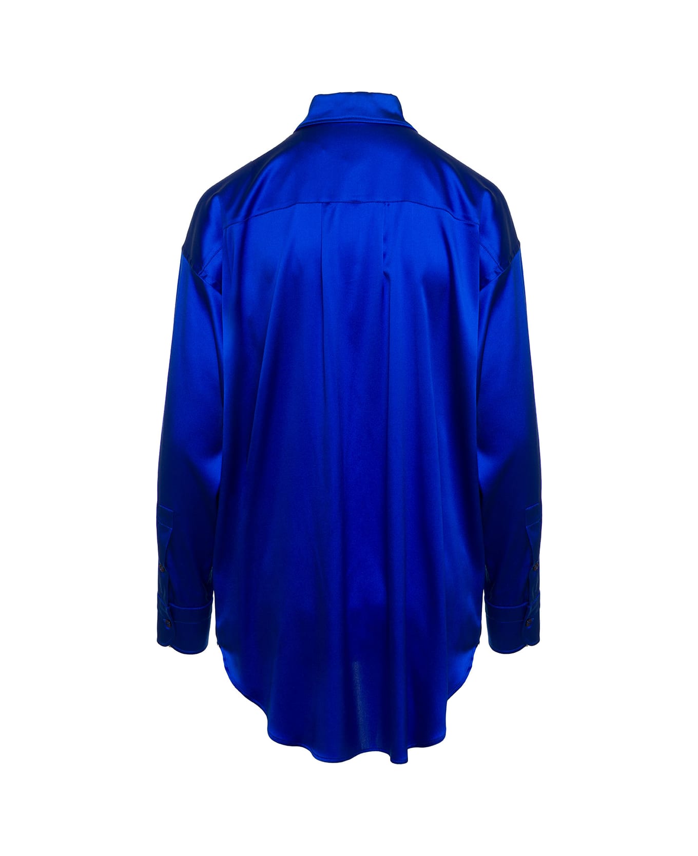Tom Ford Blue Relaxed Shirt With Pointed Collar In Stretch Silk Woman - Blu