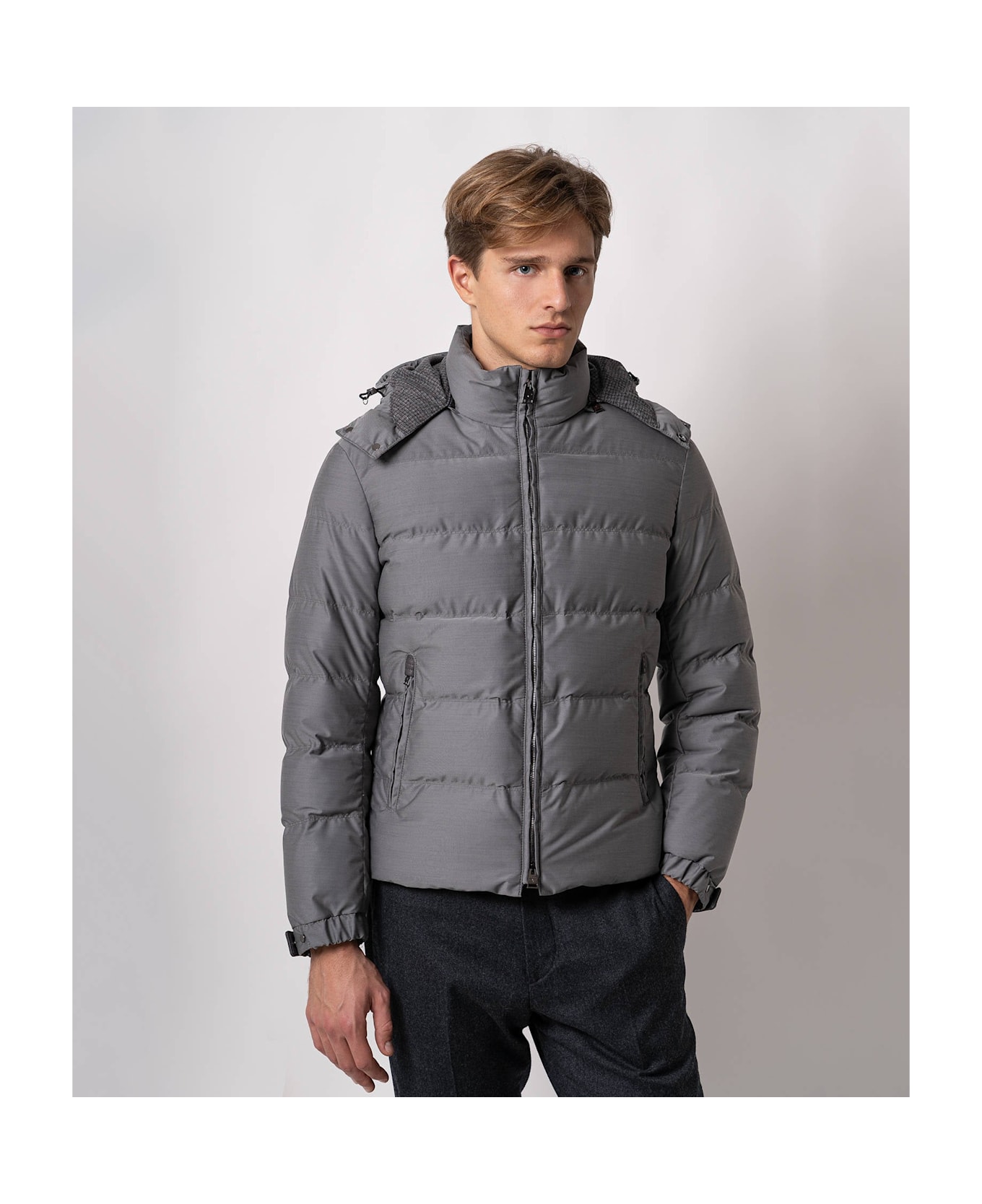 Larusmiani Quilted Down Jacket Ande Fleece - Grey
