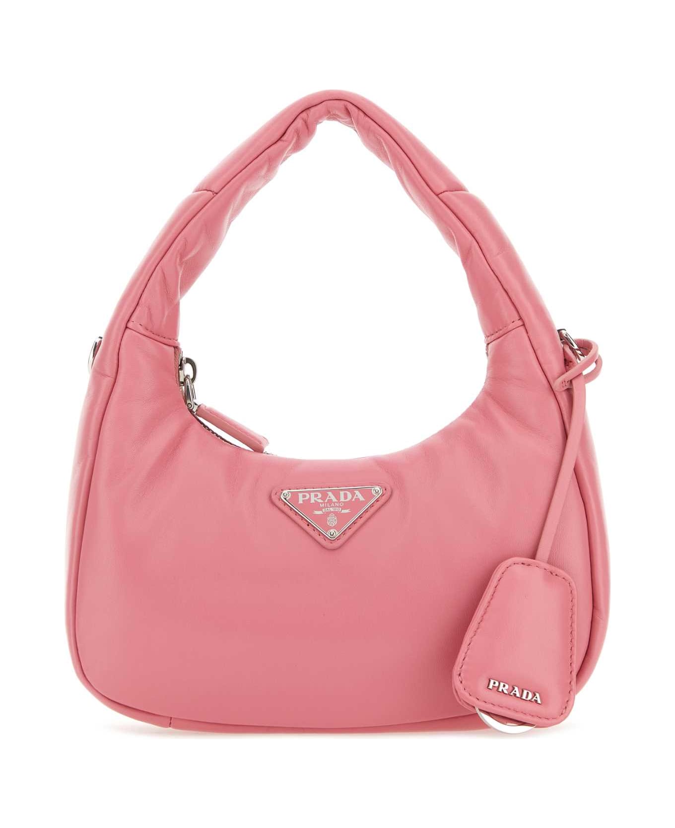 Prada Pink Nappa Leather Mini Prada Soft Handbag - GERANIO