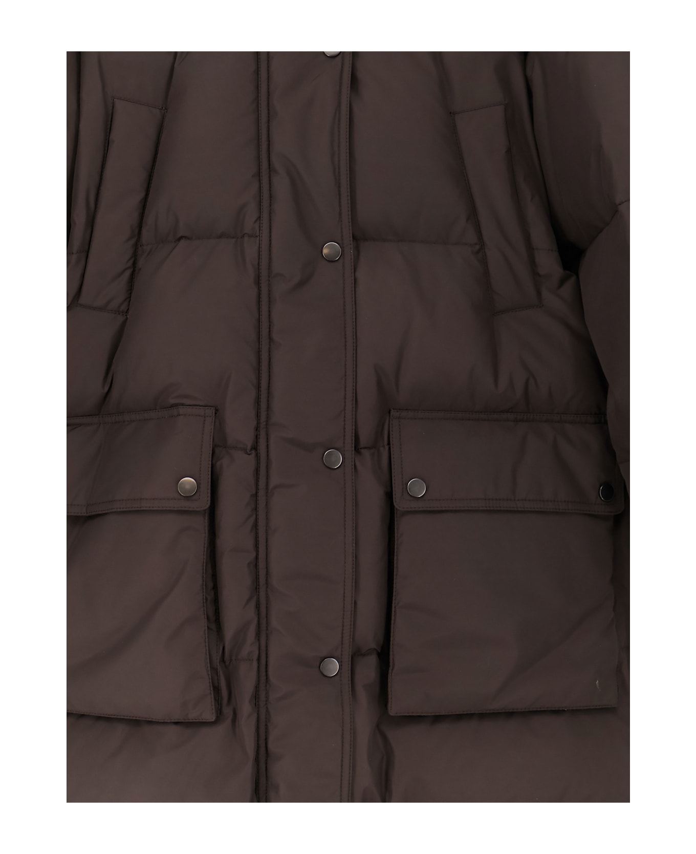 Brunello Cucinelli Nylon And Cotton Long Down Jacket - EBONY