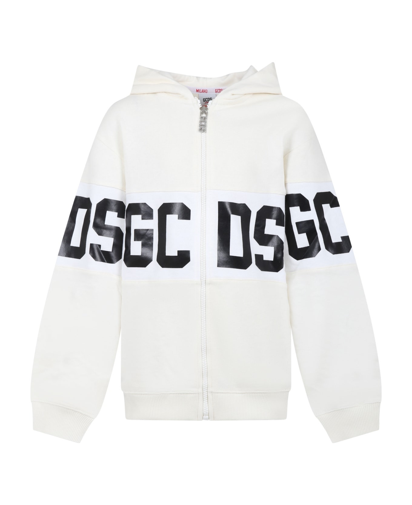 GCDS Mini White Sweatshirt For Kids With Logo - Ivory