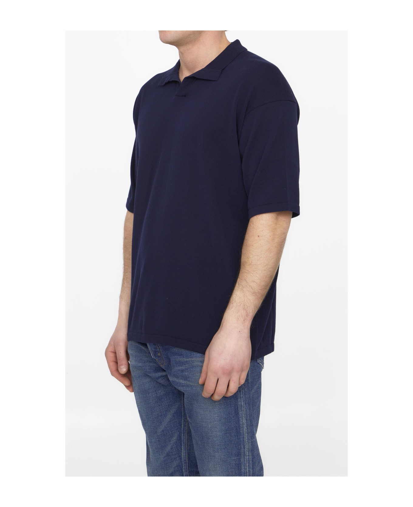 Roberto Collina Blue Cotton Polo Shirt - BLUE