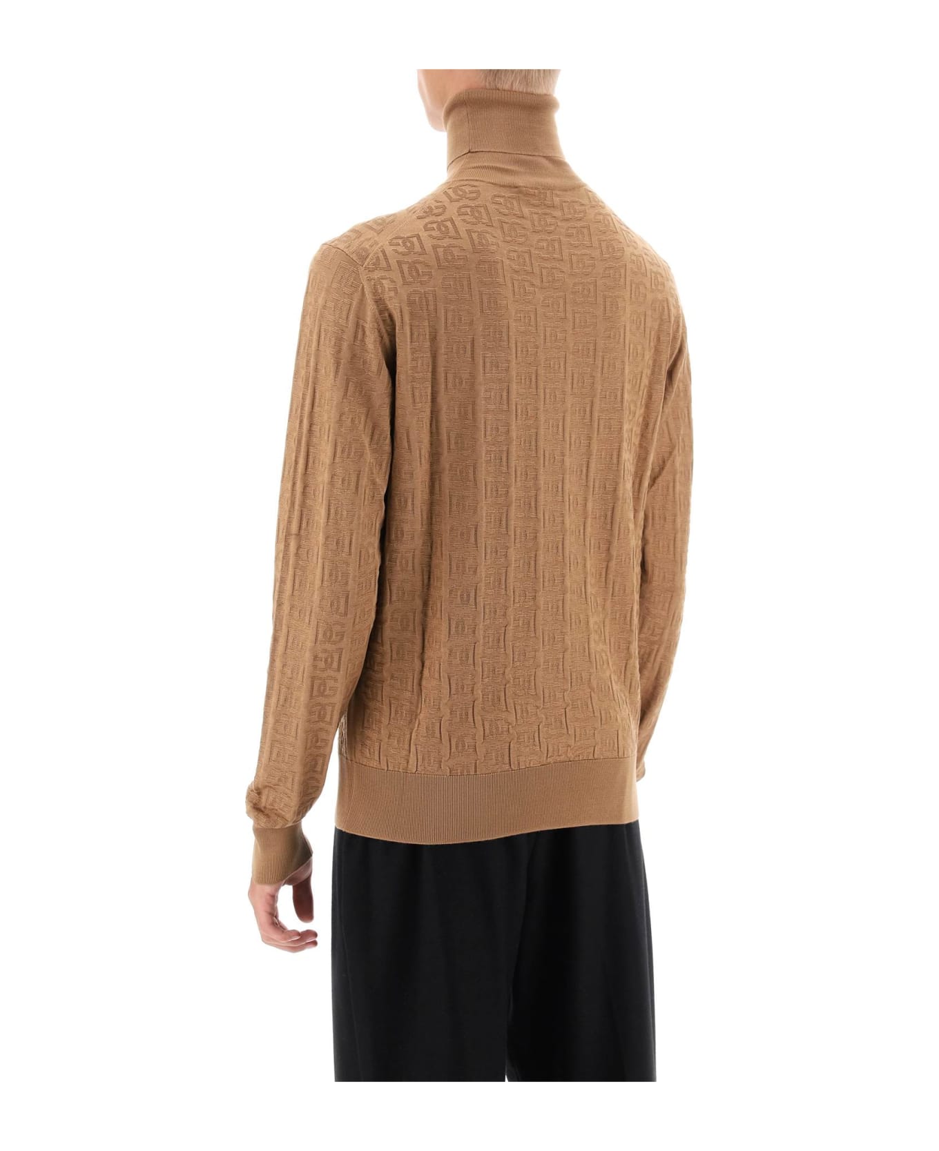 Dolce & Gabbana Logo Monogram Turtleneck Sweater - CAMMELLO SCURO (Brown)