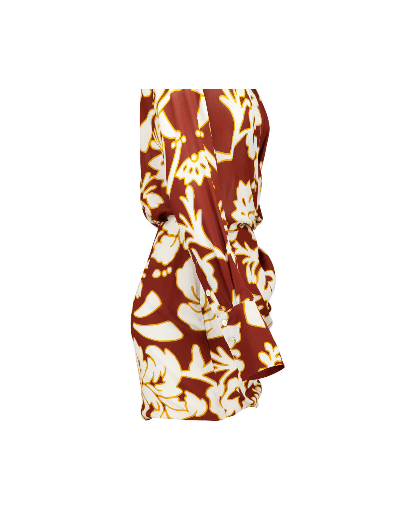 Amotea Sofia In Flowered Burgundy Viscose - Burgundy