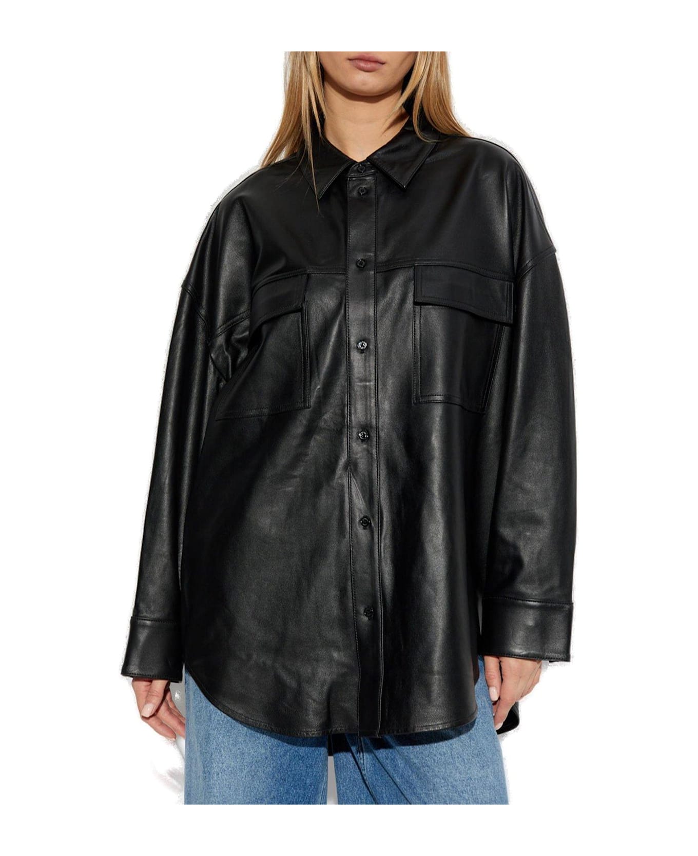 Michael Kors Buttoned Long-sleeved Oversized Jacket - BLACK