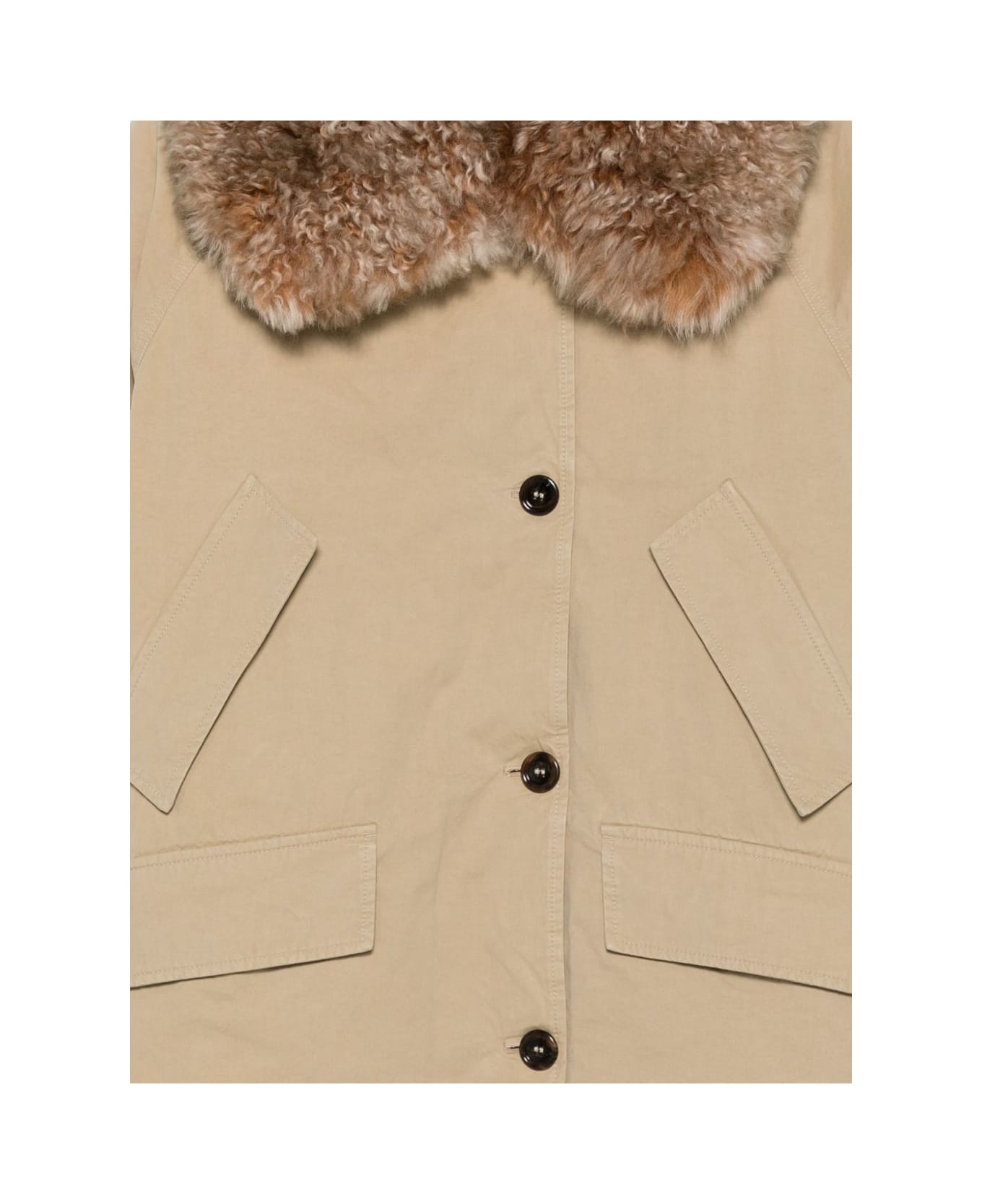 Prada Beige Faux Fur Jacket - Beige