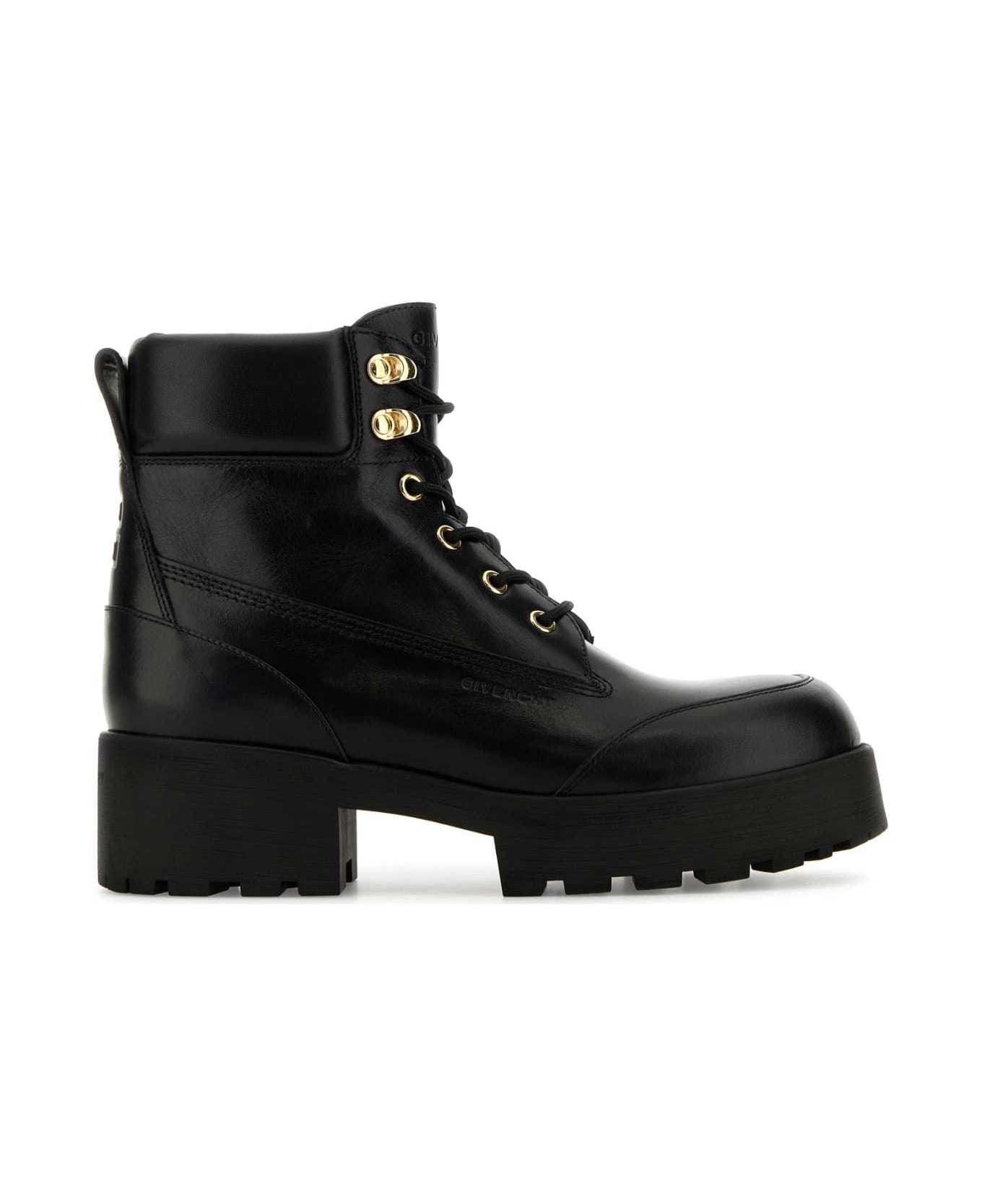 Givenchy Black Leather Trekker Ankle Boots - BLACK