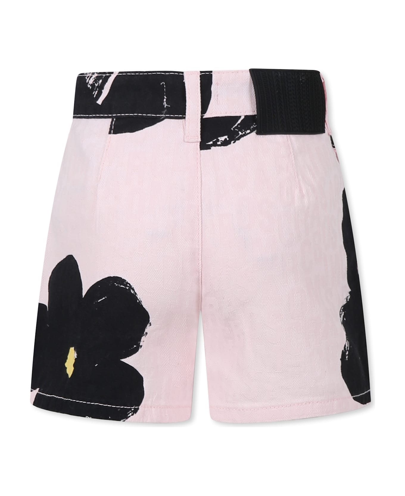 Little Marc Jacobs Pink Shorts For Girl With Logo And Flowers - Pink