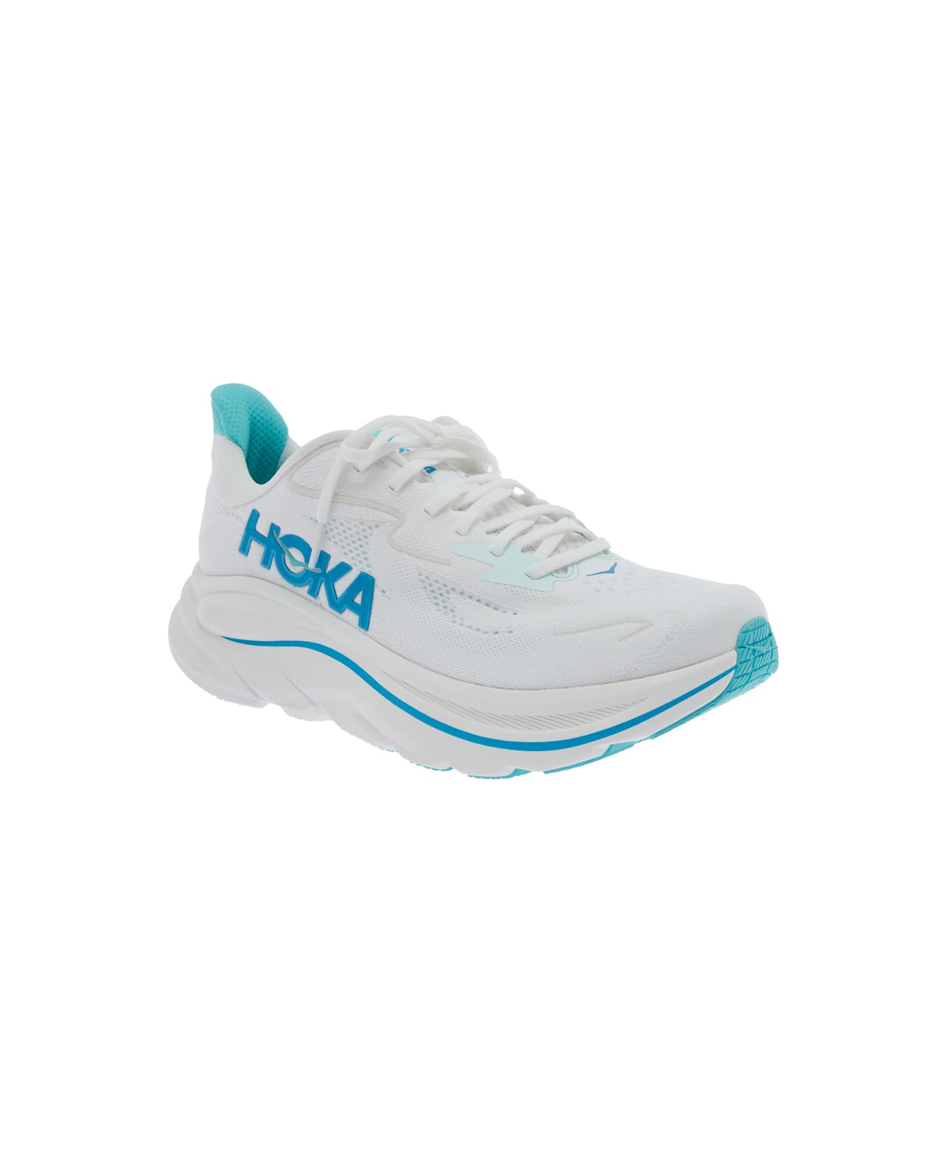 Hoka 
clifton 10
 White Low Top Sneakers With Logo Lettering On The Side And Logo Patch On The Tongue In Tech Fabric Unisex - White