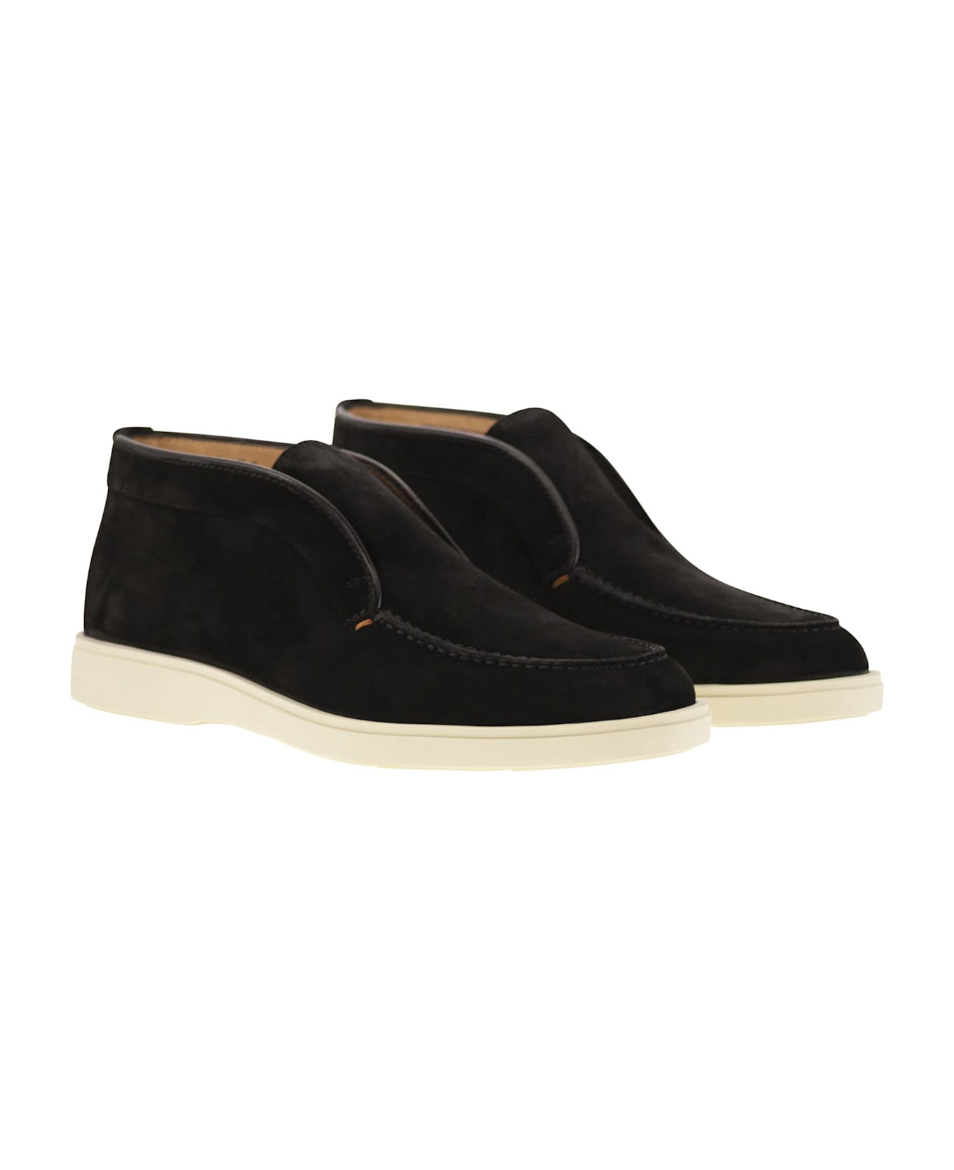 Santoni Suede Desert Boot - Black