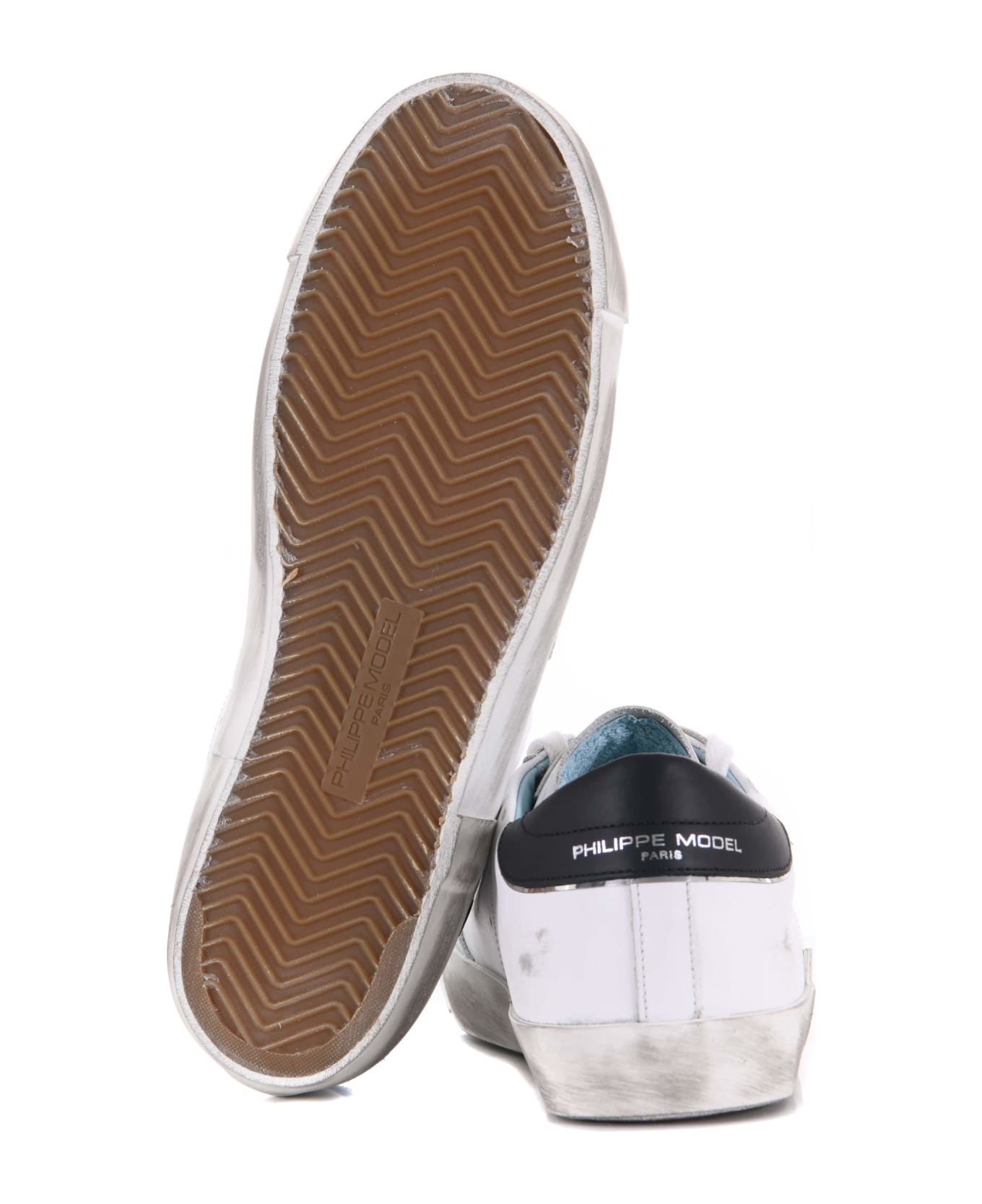 Philippe Model Sneakers Philippe Model "prsx Low" In Pelle Disponibile Store Scafati - Bianco/nero