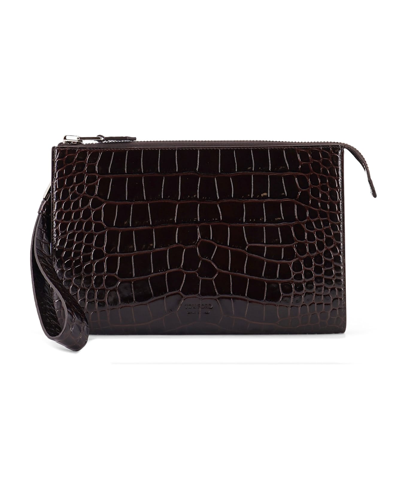 Tom Ford Crocodile-print Leather Clutch Bag - Brown