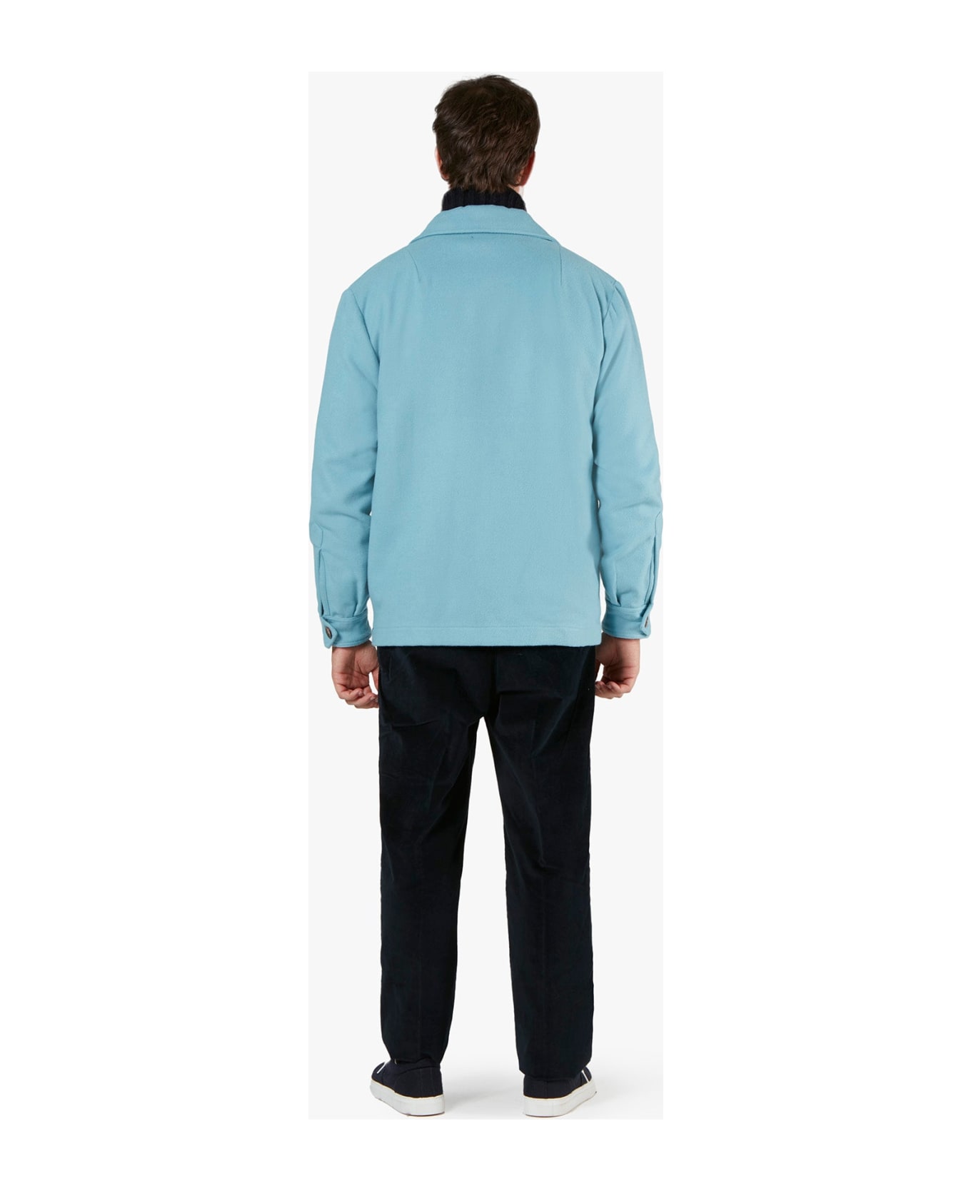 doppiaa Aamenofi Light Blue Cotton Jacket With Frontal Pockets