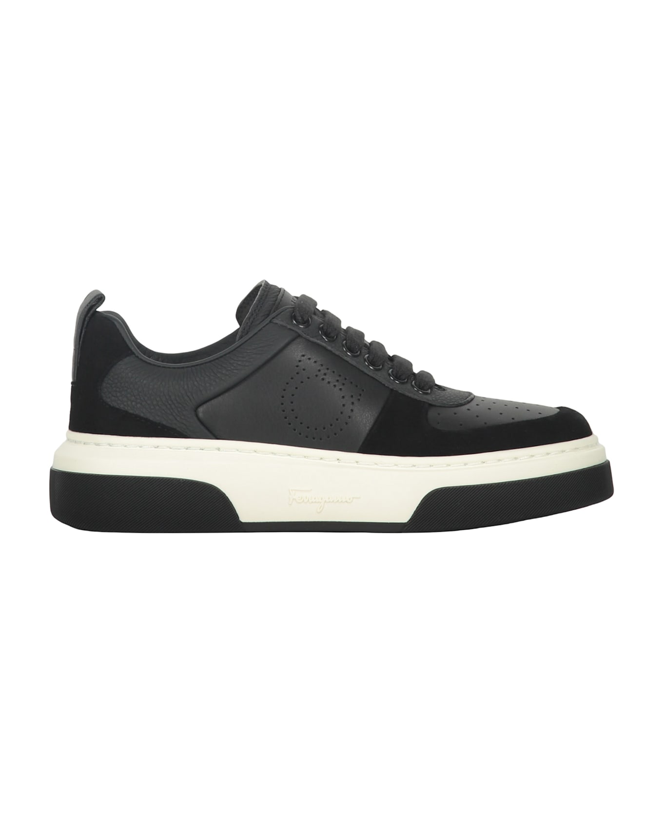 Ferragamo Leather Low-top Sneakers - black