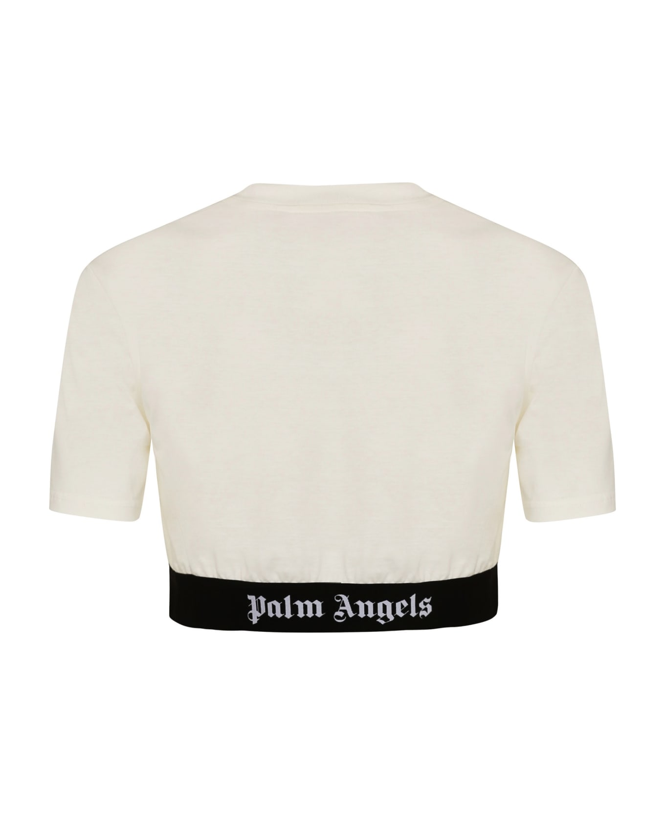 Palm Angels Cotton Crop Top - Beige Tシャツ