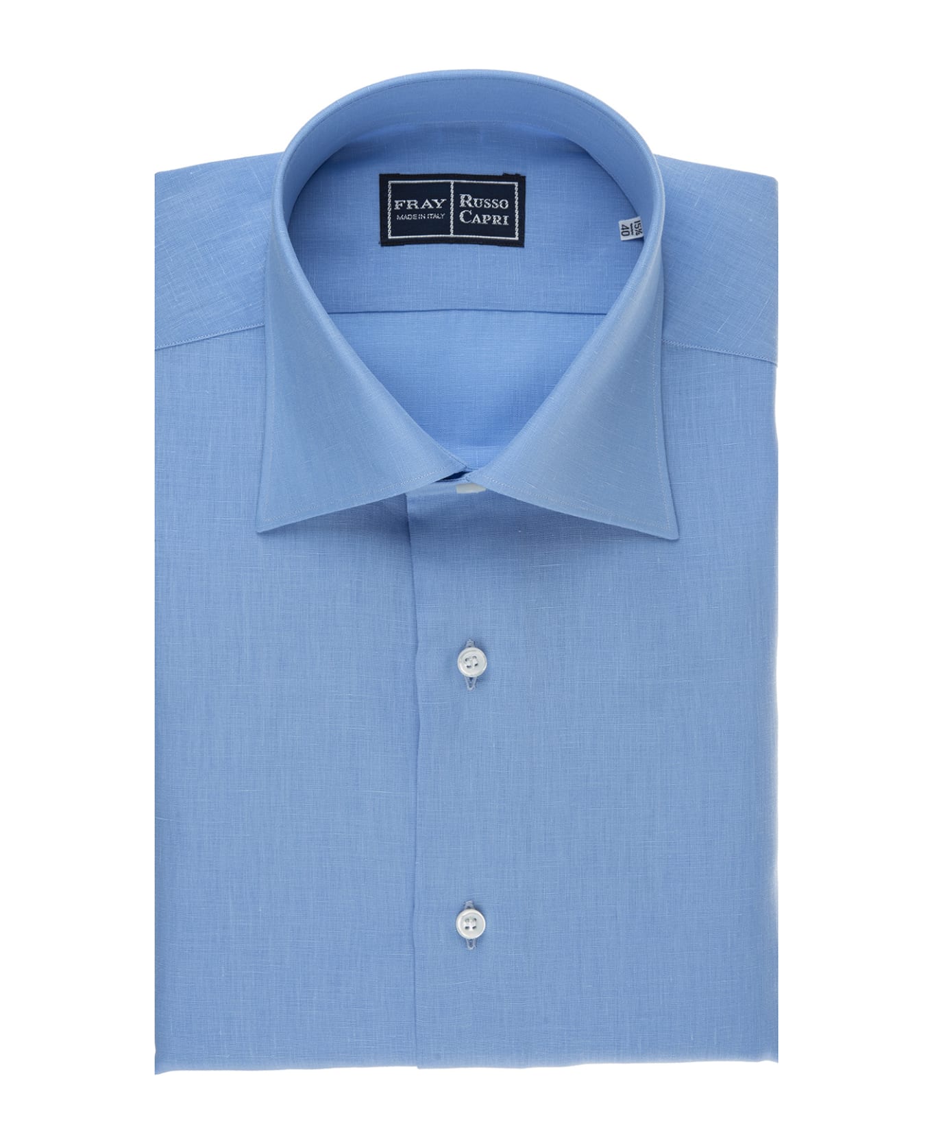 Fray Regular Fit Shirt In Azure Linen - Blue