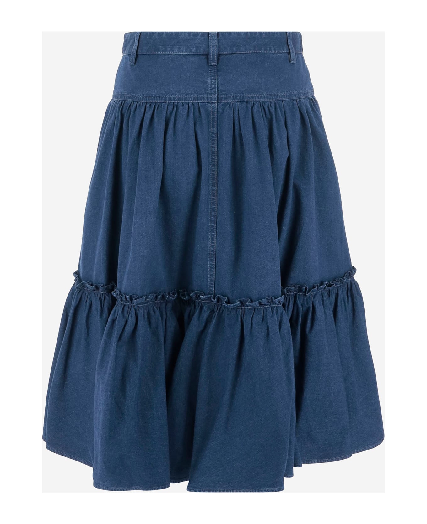 Valentino Cotton Midi Skirt - Denim