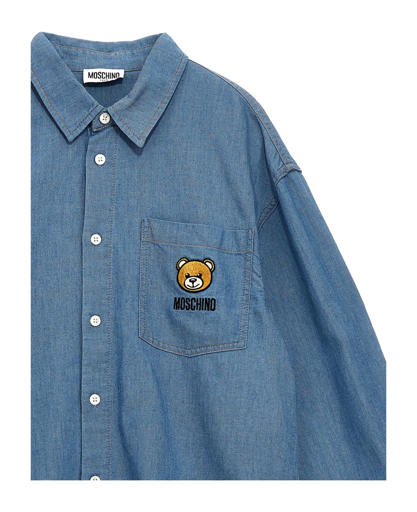 Moschino Logo Embroidery Shirt - Light Blue シャツ