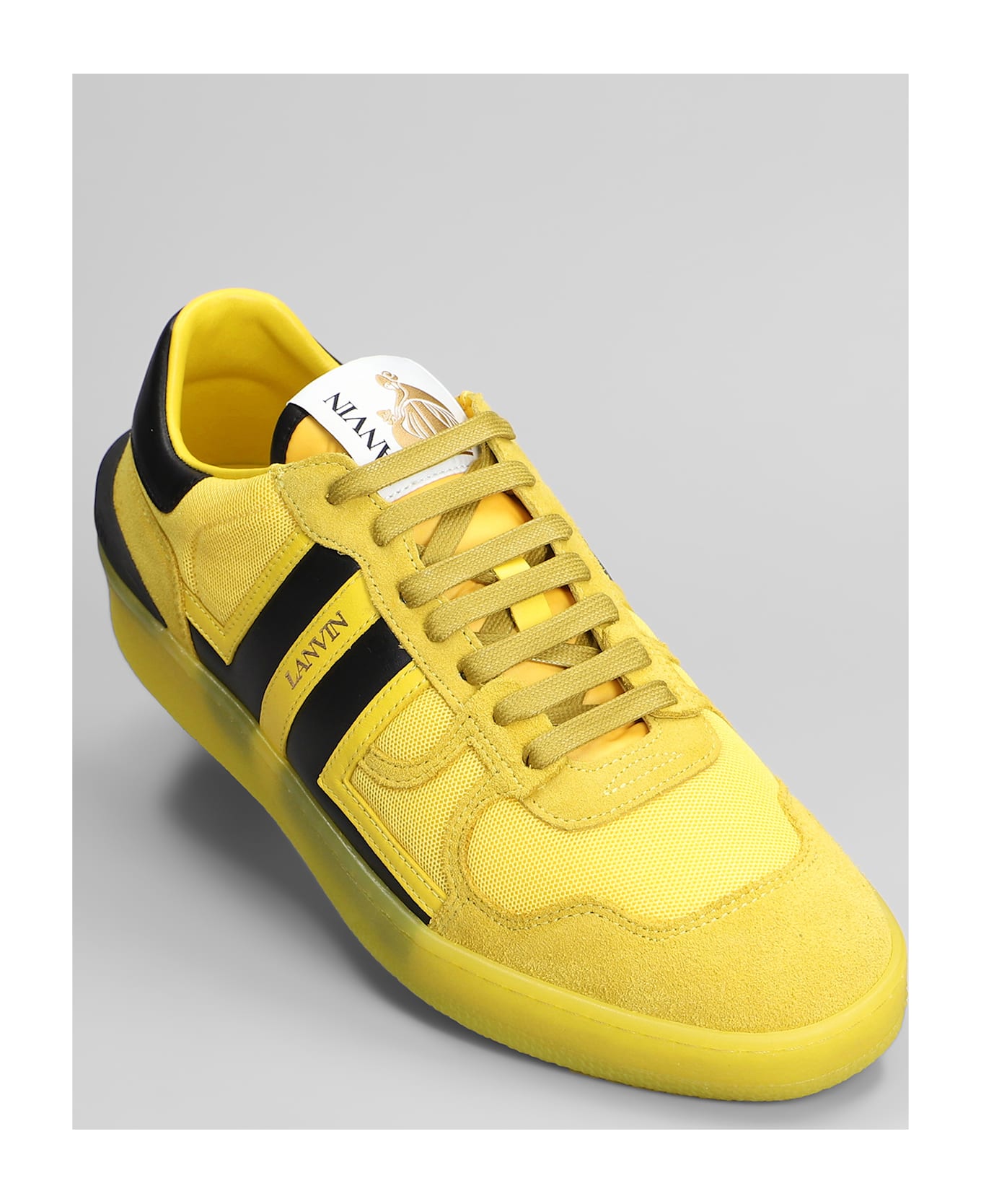 Lanvin Clay Sneakers In Yellow Suede And Fabric - yellow