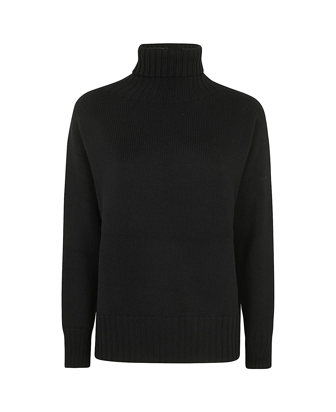 Drumohr Long Sleeves Turtle Neck Oversized Sweater - Black