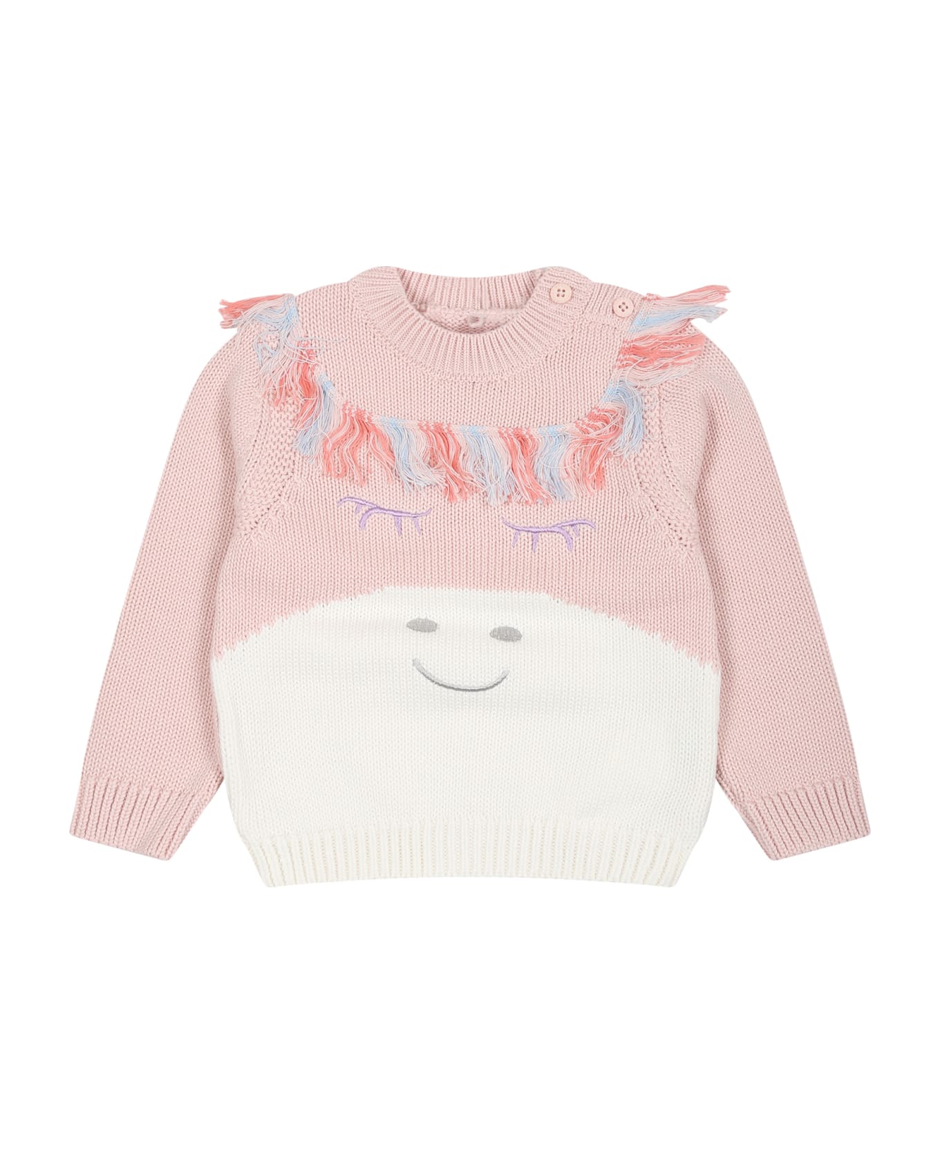 Stella McCartney Kids Pink Sweater For Baby Girl With Unicorn - Pink ニットウェア＆スウェットシャツ