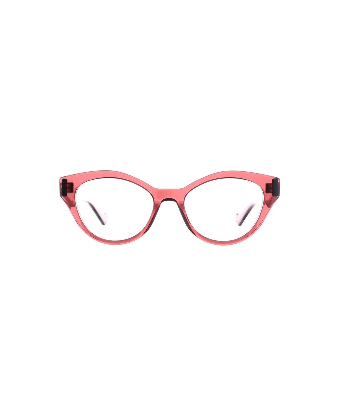 Gucci Eyewear Cat Eye Frame Glasses - 003 burgundy burgundy tra アイウェア