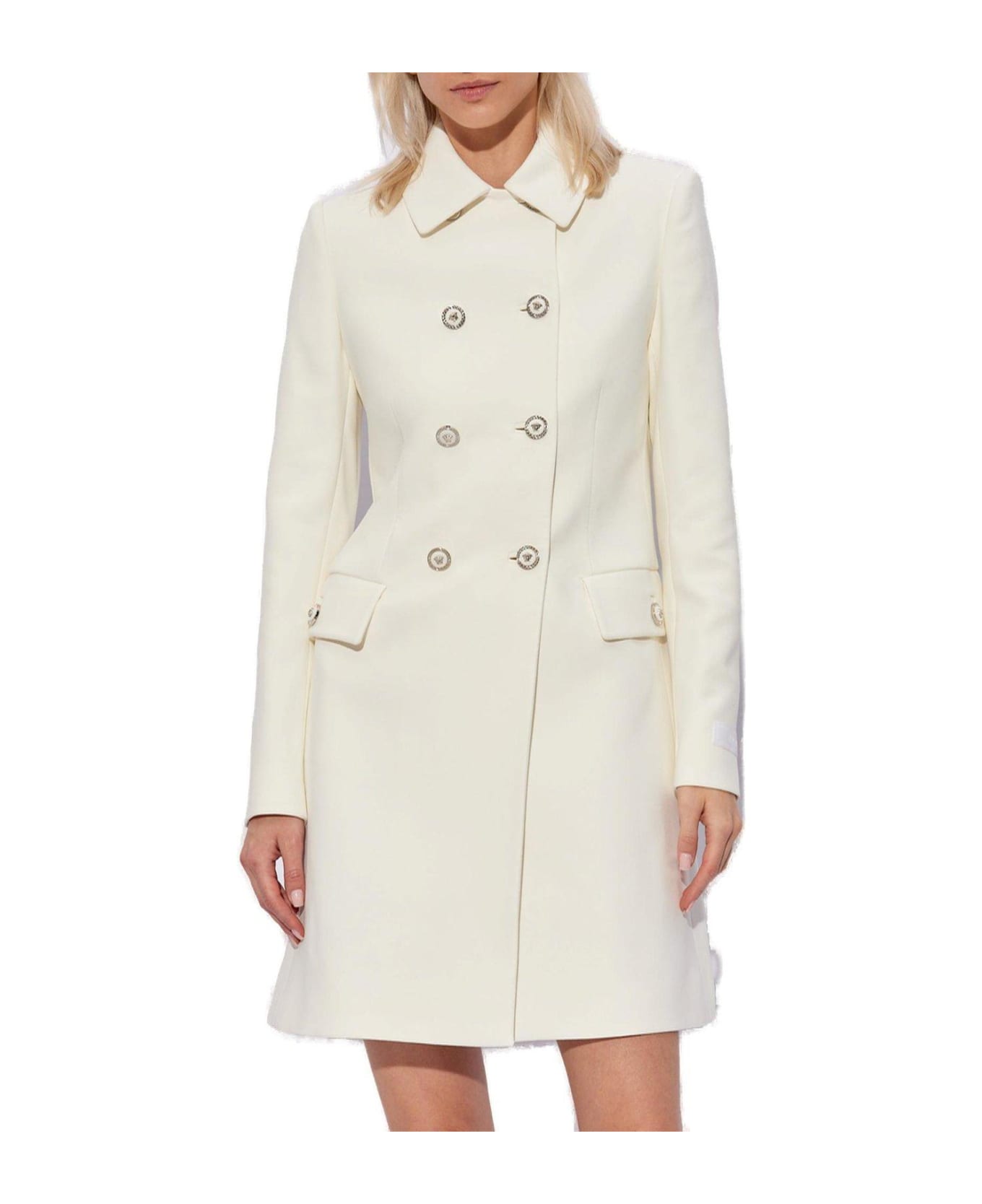 Versace Double-breasted Coat - Optical White