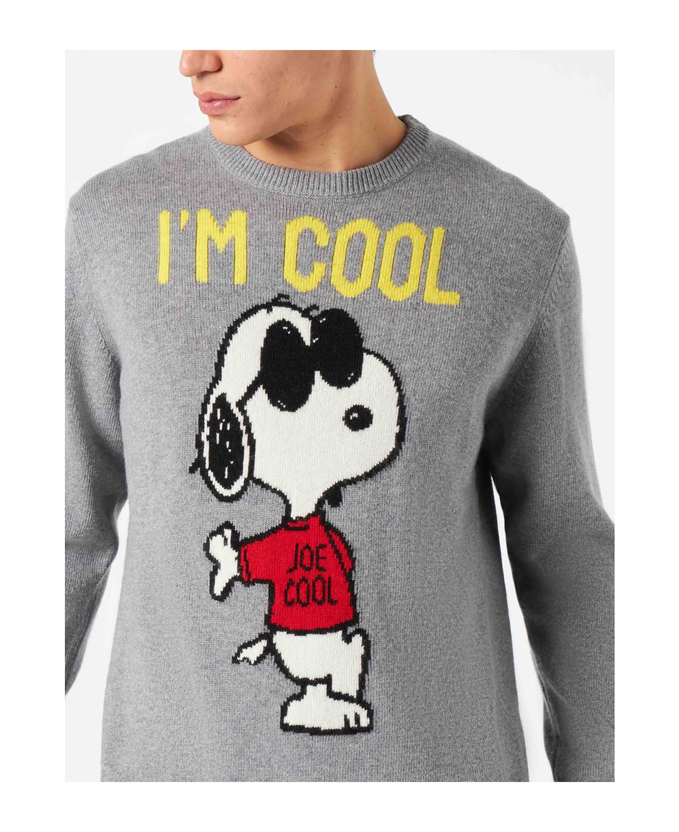 MC2 Saint Barth Man Sweater With Grey Rock Snoopy | Snoopy - Peanuts Special Edition - GREY