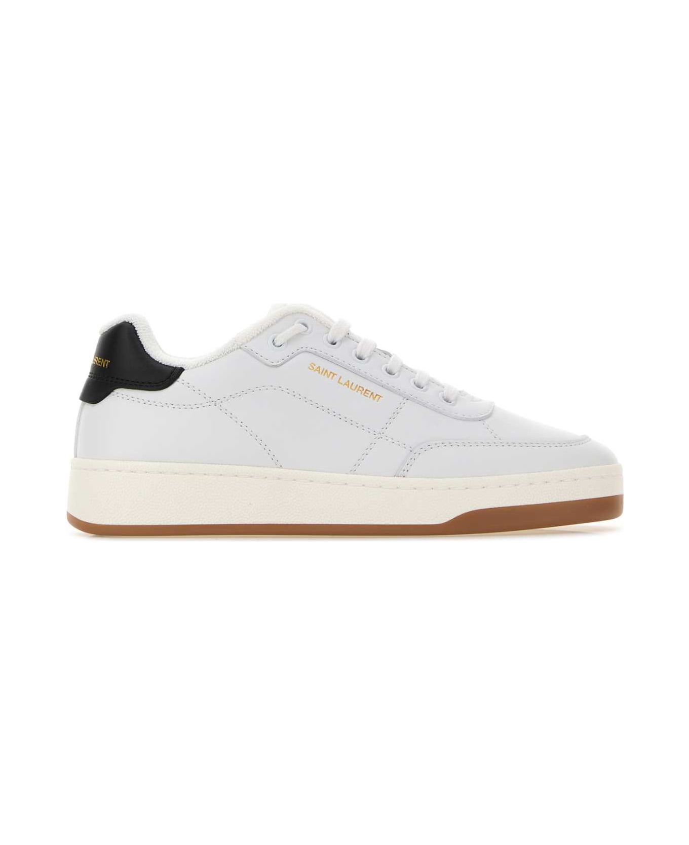 Saint Laurent White Leather Sl/61 Sneakers - BLANCOPTIQUENERO