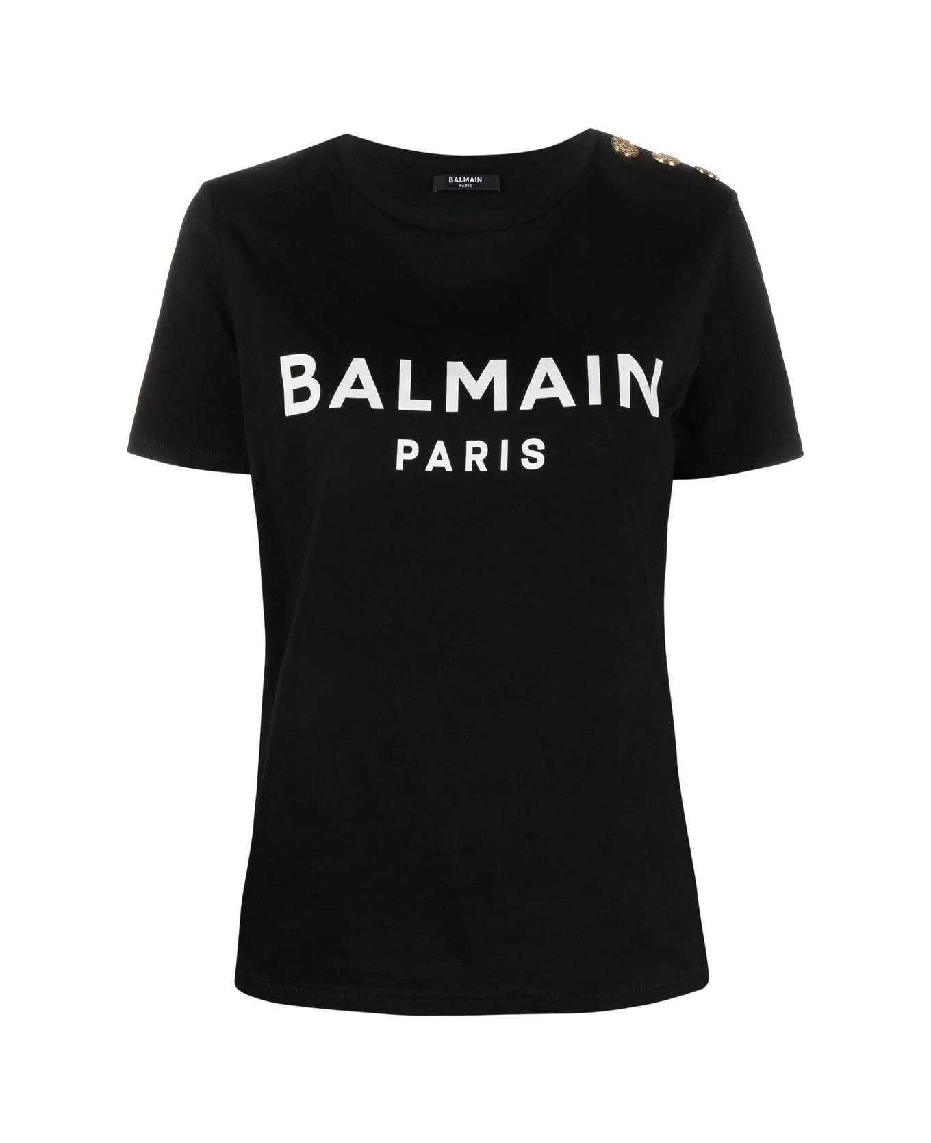Balmain Three Button Printed T-shirt - Eab Noir Blanc Tシャツ