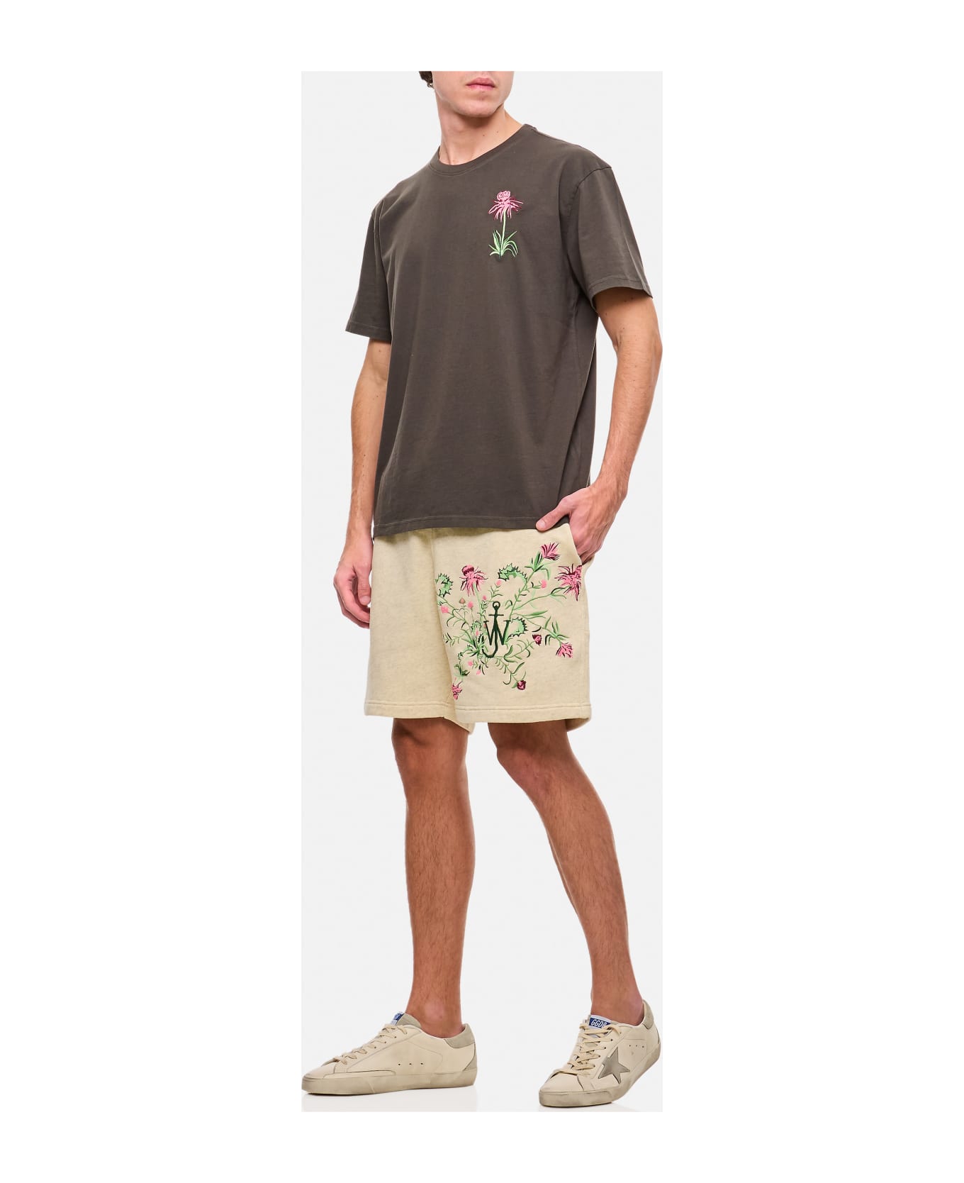 J.W. Anderson Thistle Embroidery T-shirt - Brown