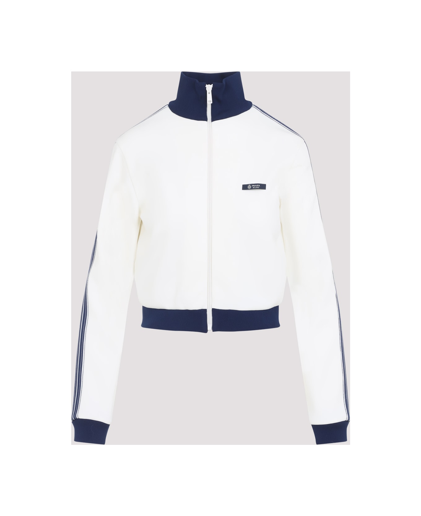Prada Zip-up Logo Jacket - Avorio