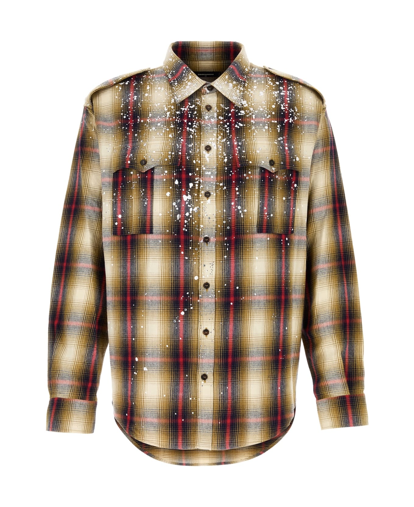 Dsquared2 Sparkling Grunge Military Shirt - OCHREBLUERED