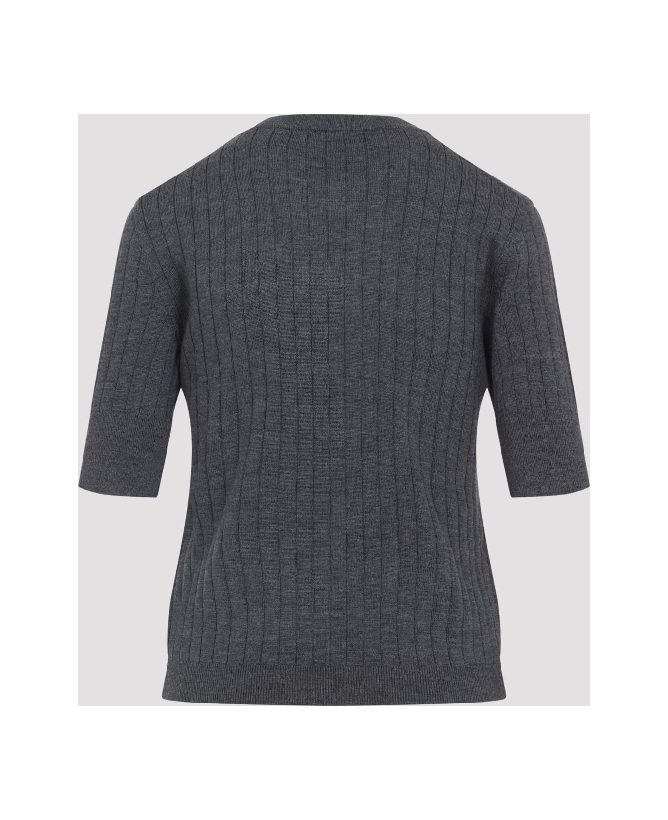 Bottega Veneta Wool Ribbed Top - Antracite