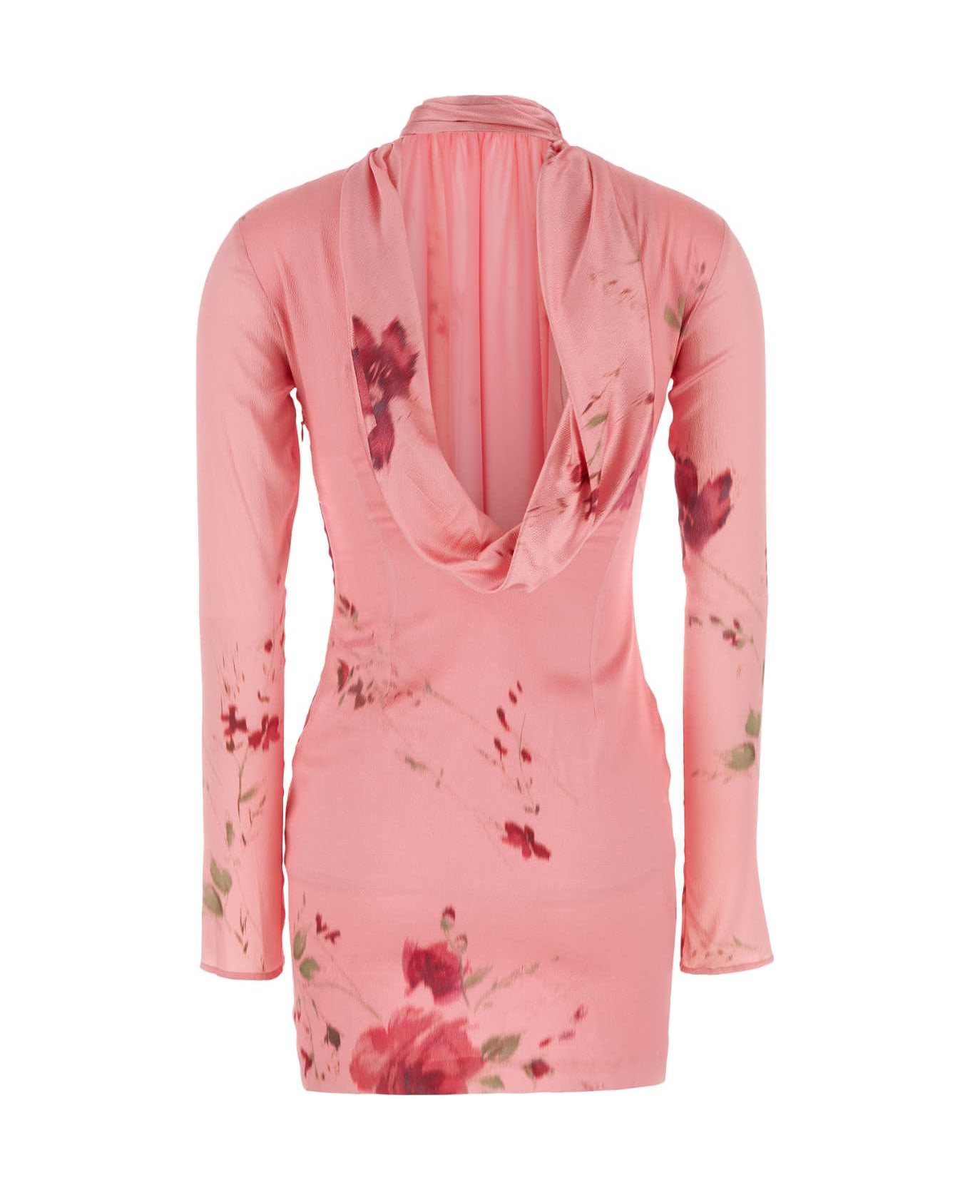 Blumarine Pink Stretch Silk Mini Dress - PINK PEONY