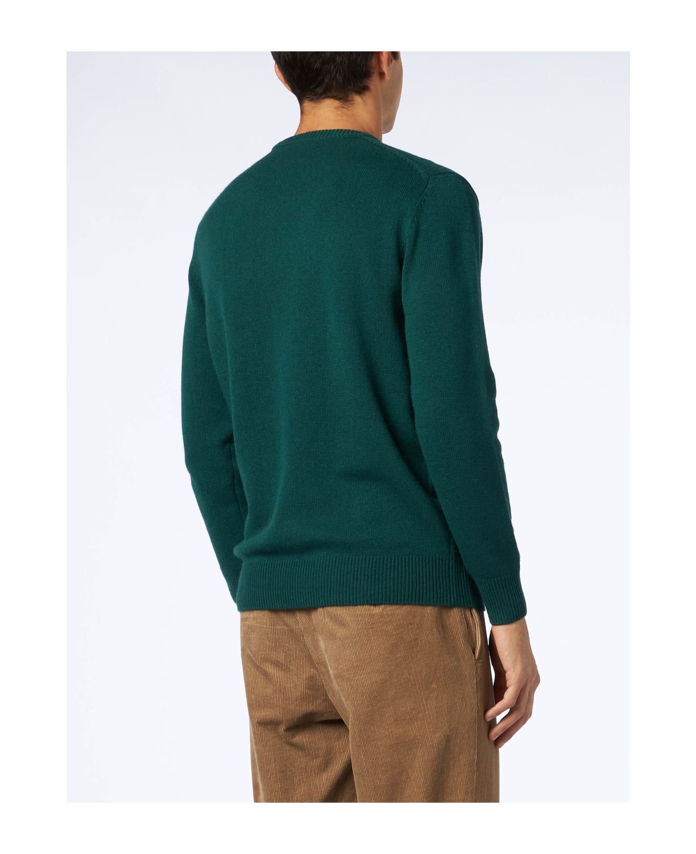 MC2 Saint Barth Man Crewneck Sweater With Sex Machine Embroidery - GREEN